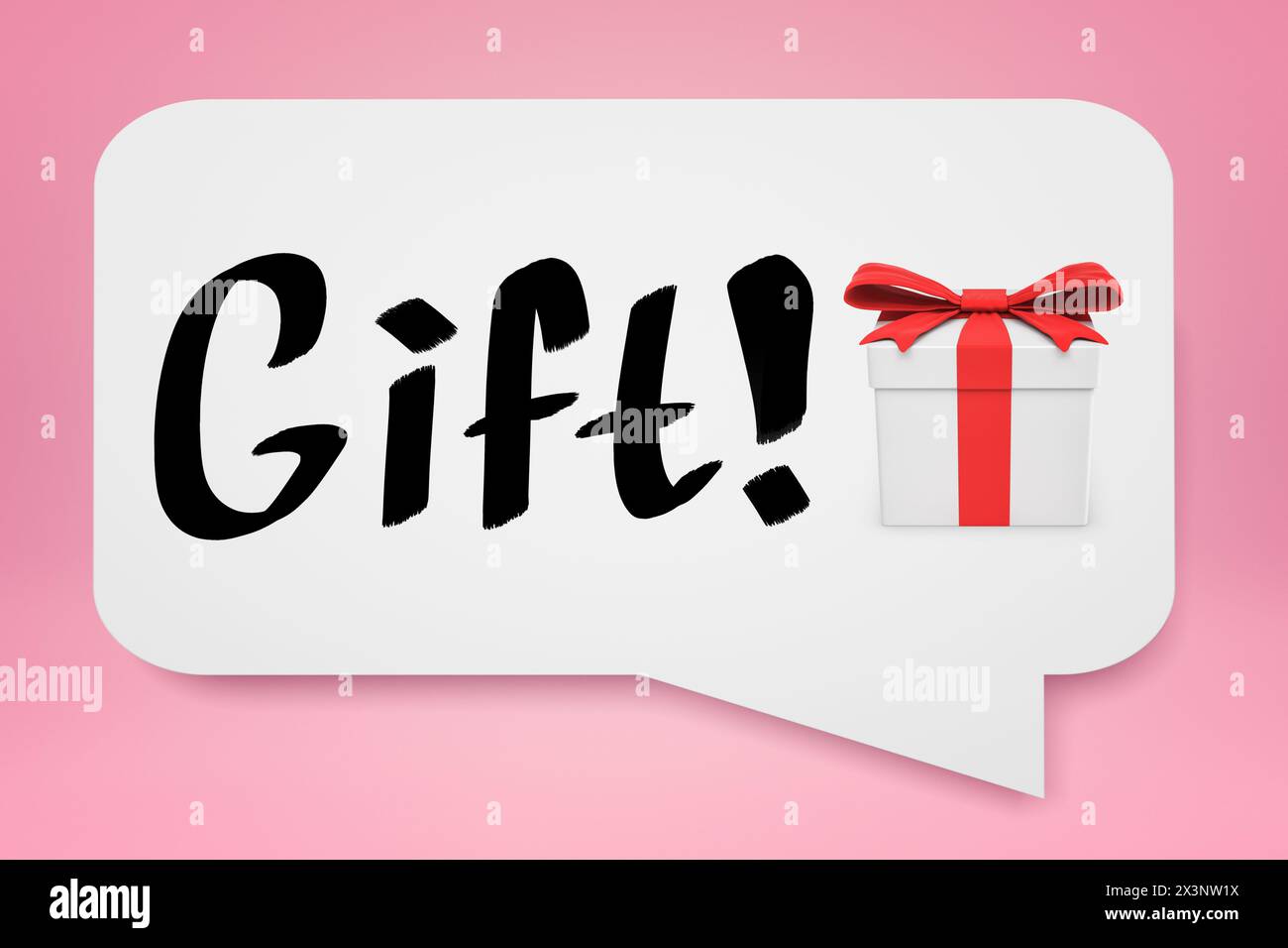 Gift From Text Gift text with wrapped box in speech bubble Stock Photo - Alamy