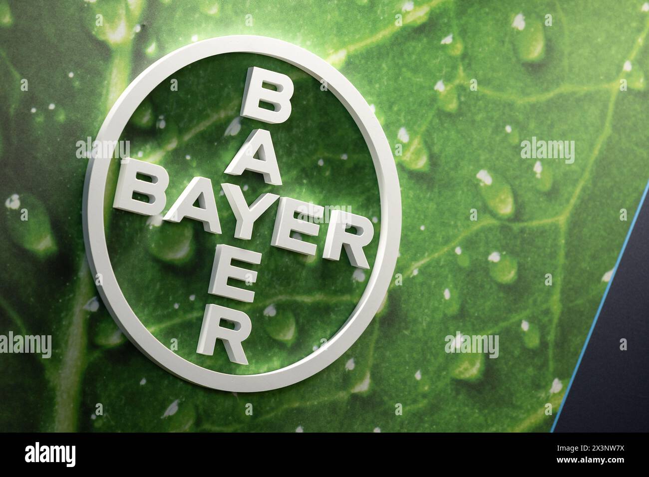 Berlin, Germany. 28th Apr, 2024. View of a Bayer logo at the FDP federal party conference in Berlin. Credit: Hannes P. Albert/dpa/Alamy Live News Stock Photo