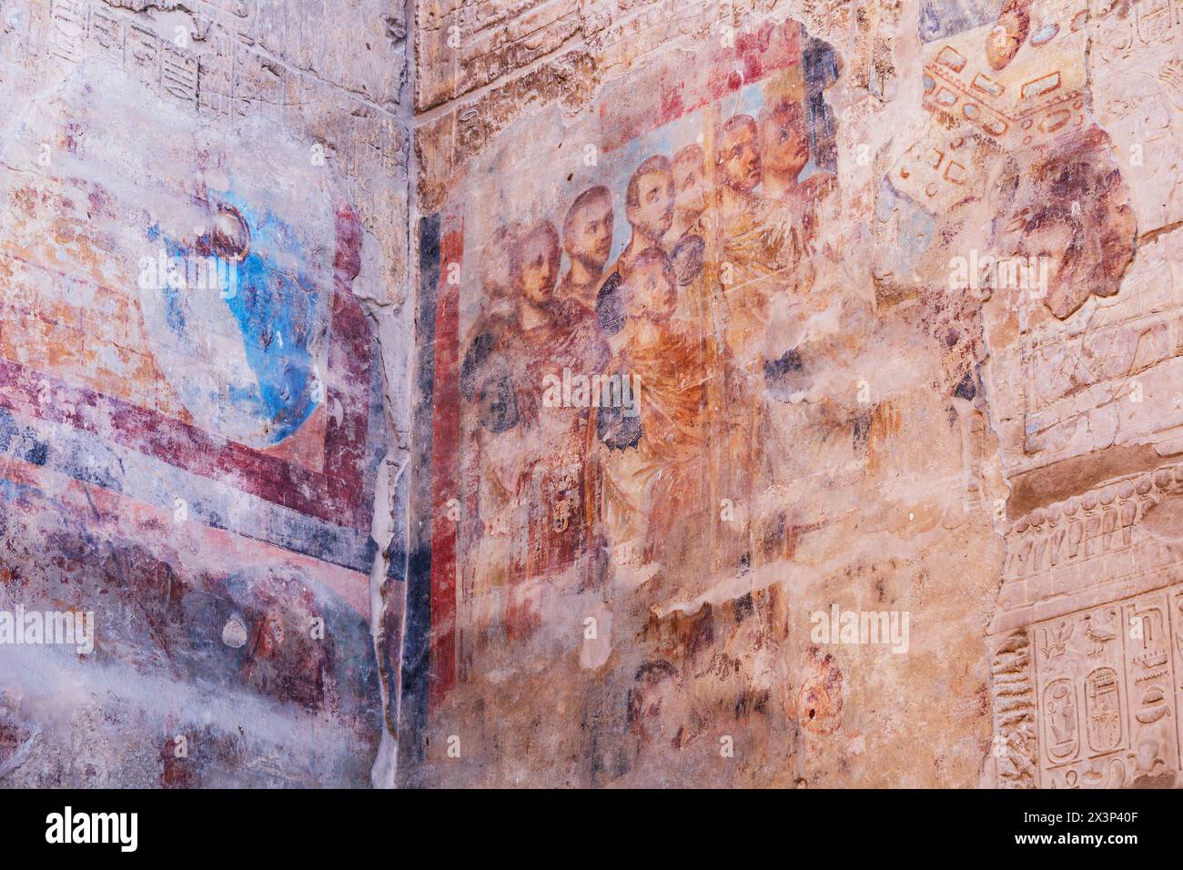 Christian wall paintings, Luxor Temple, Luxor, Egypt Stock Photo
