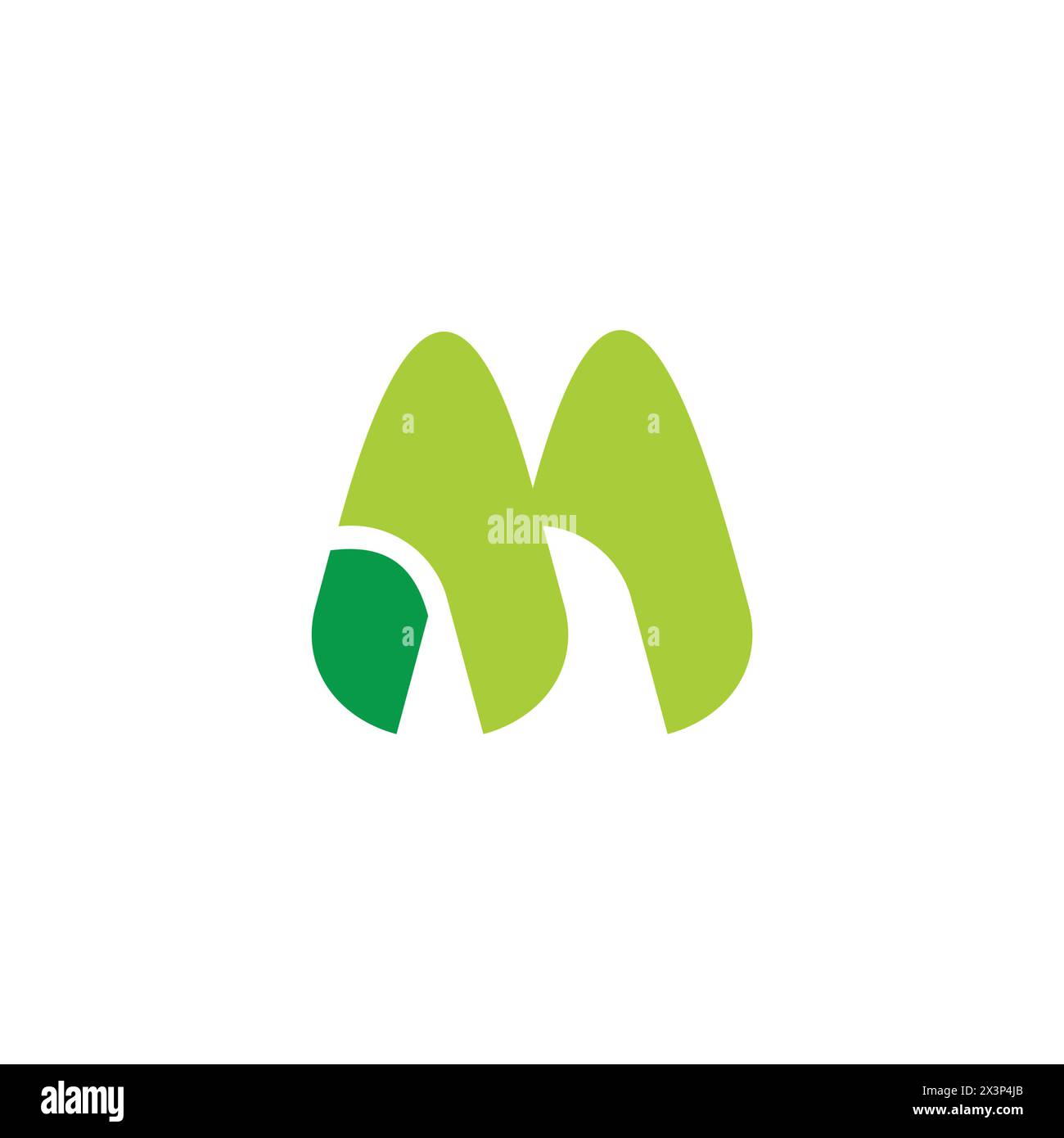letter m green mountain simple geometric logo vector Stock Vector