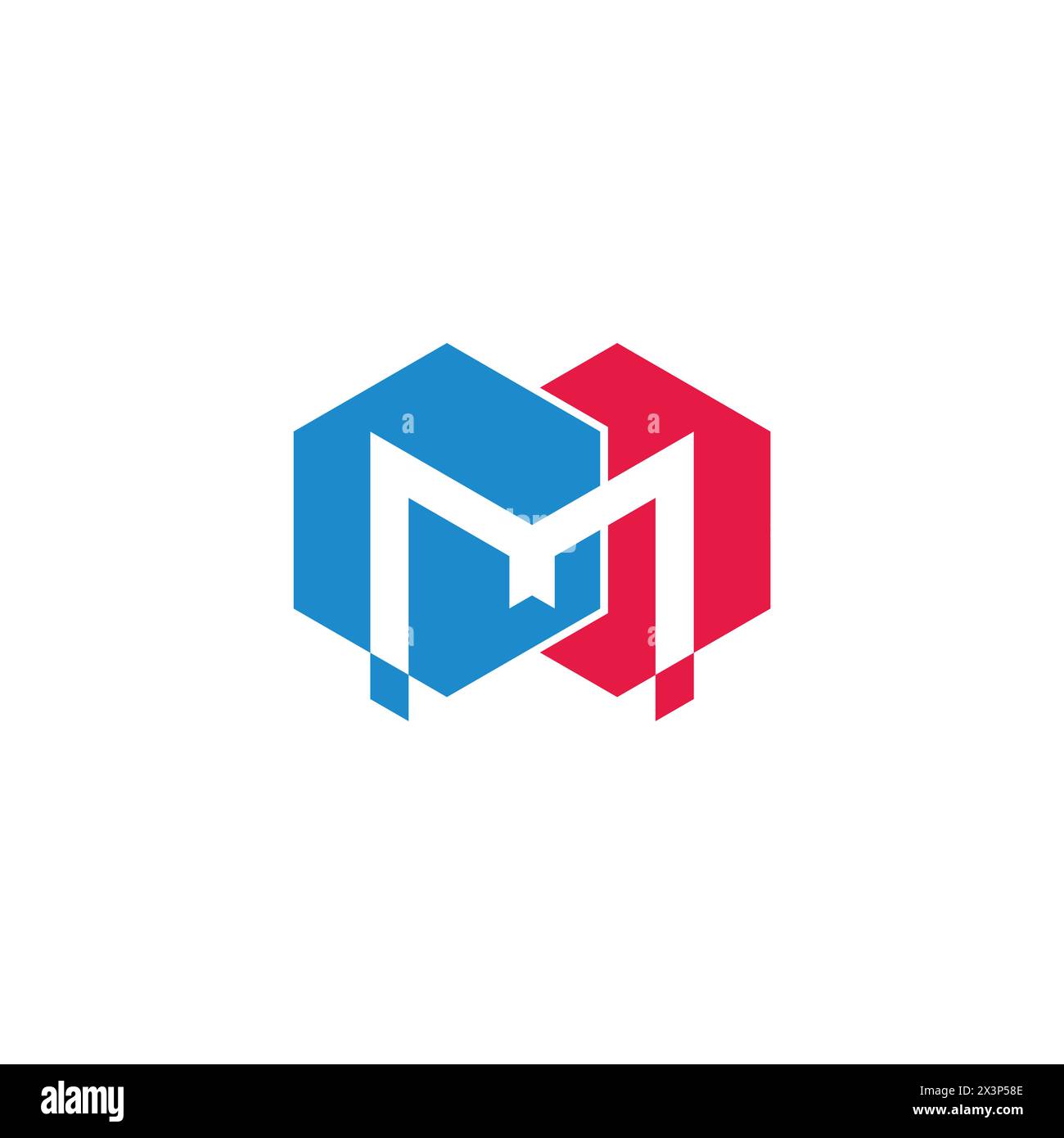 letter m linked hexagon simple geometric colorful logo vector Stock Vector