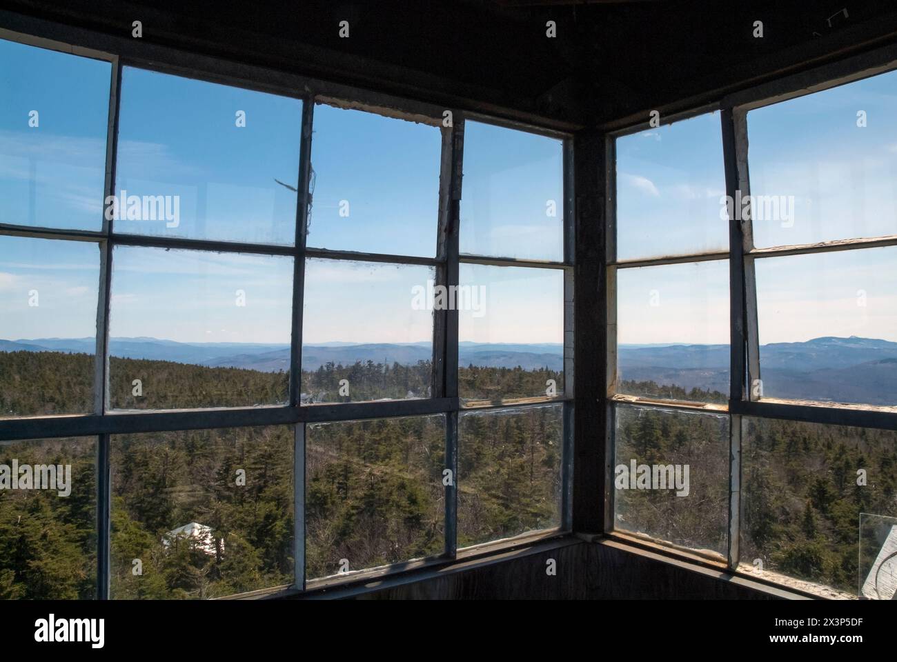 View from the old steel fire tower next to the Smarts Mountain cabin ...