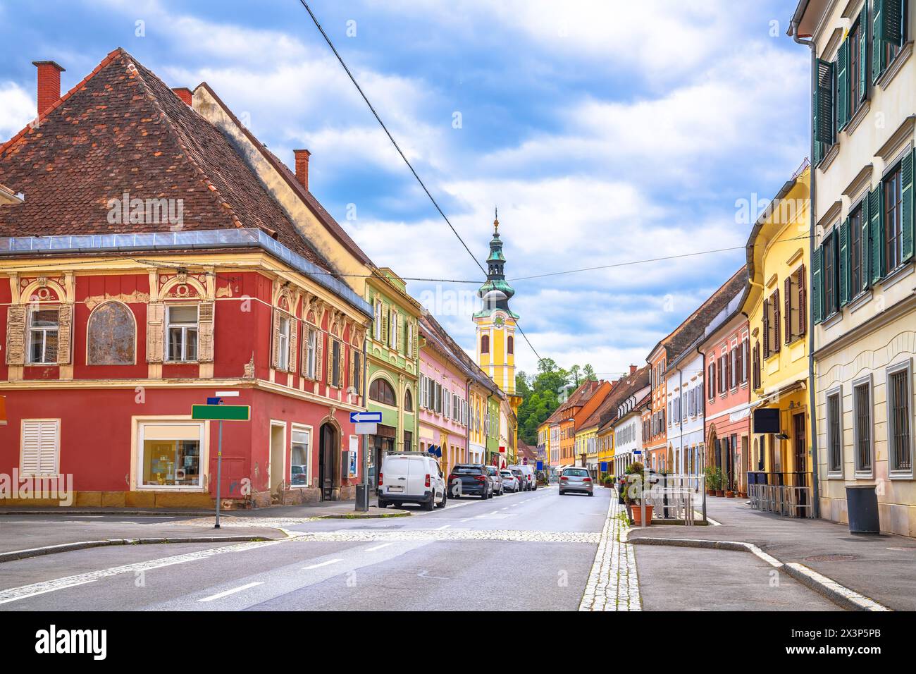 Bad Radkersburg colorful street view, Steiermark region of Austria Stock Photo