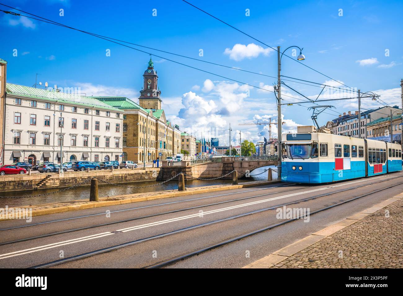City of Gothenburg architecture and tram view, Vastra Gotaland County of Sweden Stock Photo