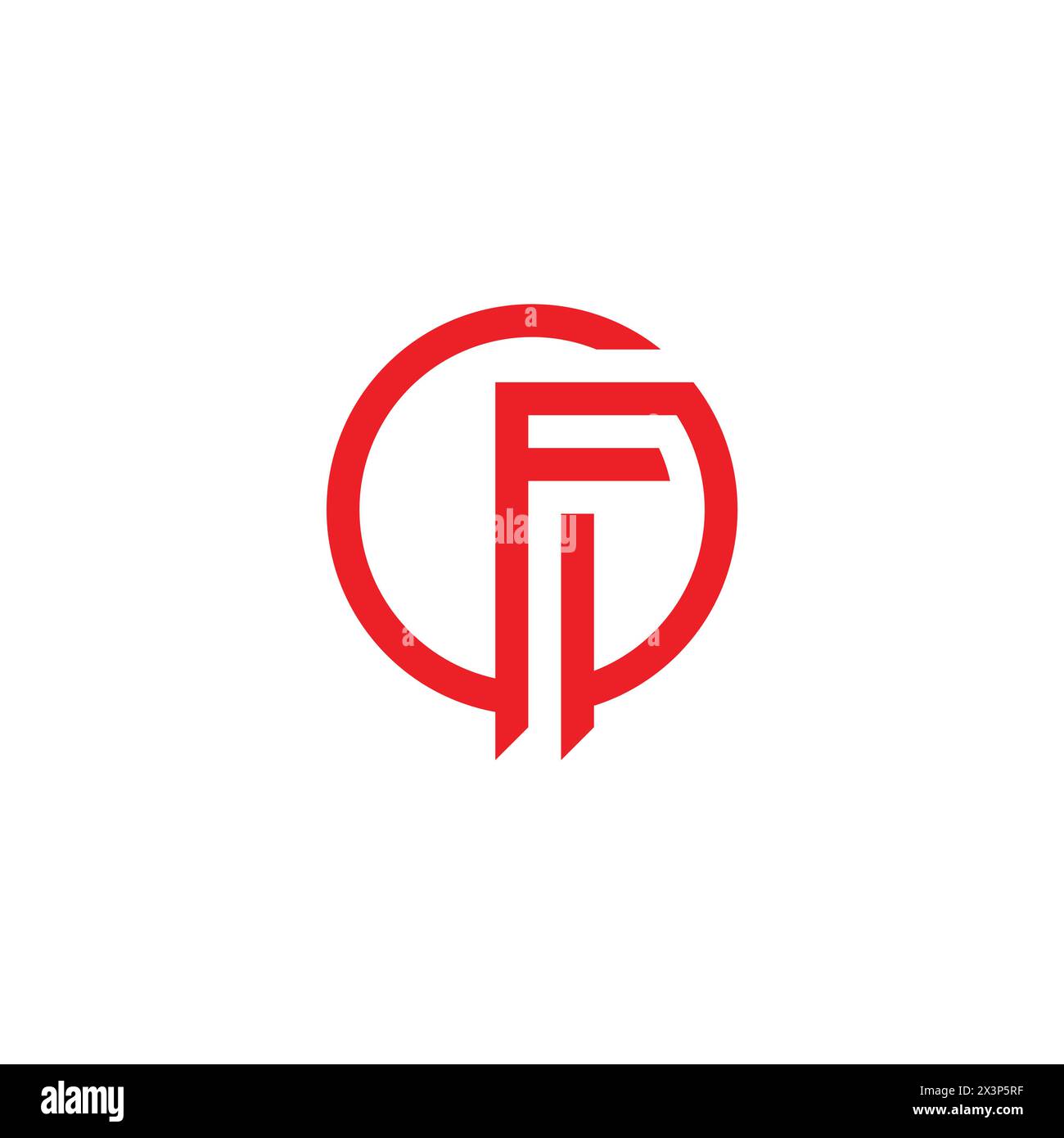 letter fi circle stripes line logo vector Stock Vector