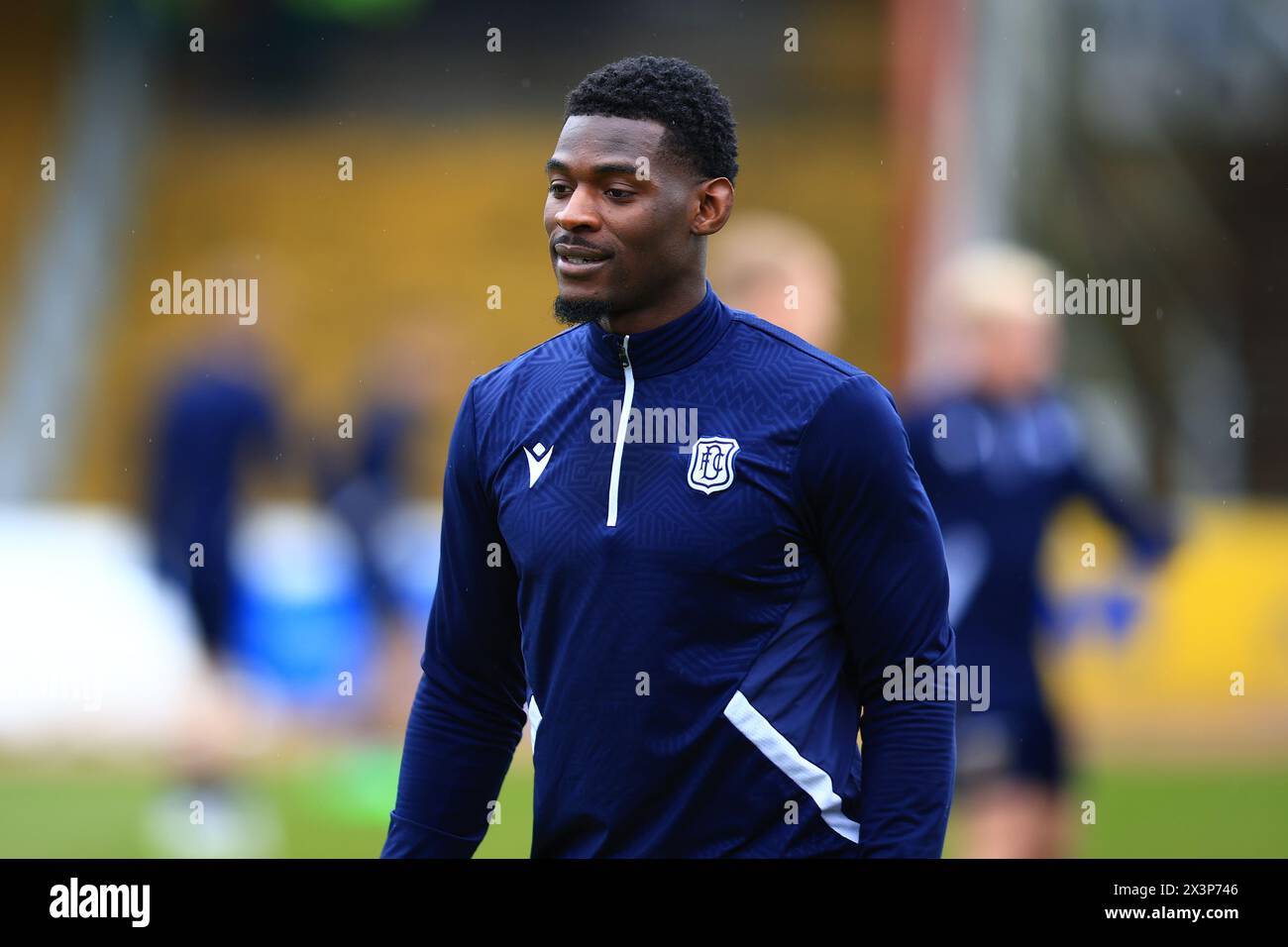 Dens Park, Dundee, UK. 28th Apr, 2024. Scottish Premiership Football, Dundee versus Celtic; Amadou Bakayoko of Dundee during the warm up before the match Credit: Action Plus Sports/Alamy Live News Stock Photo