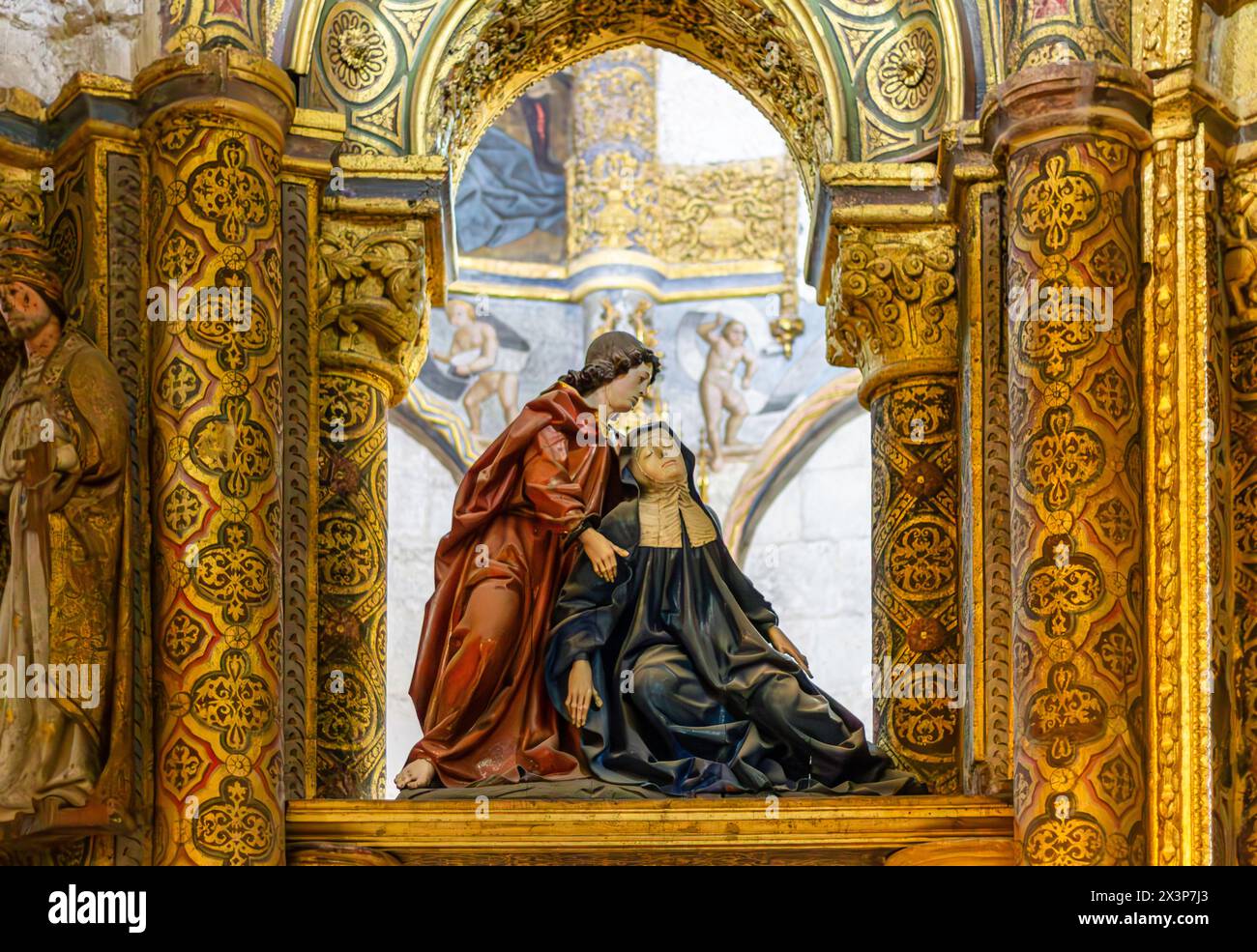 Gilt and ornate decorations in the rotunda at Convent of Christ, Tomar, Portugal Stock Photo