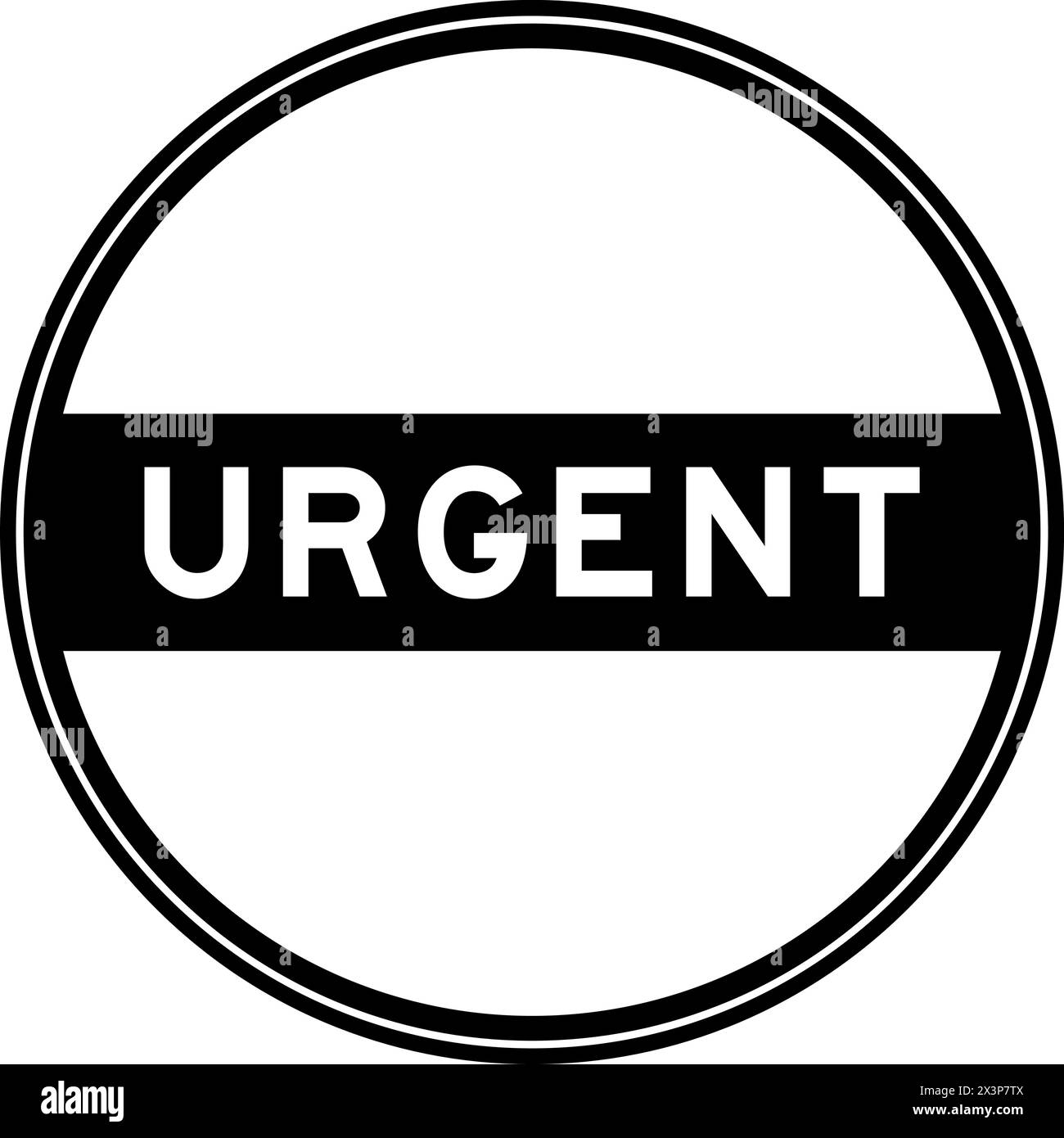 Black color round seal sticker in word urgent on white background Stock Vector