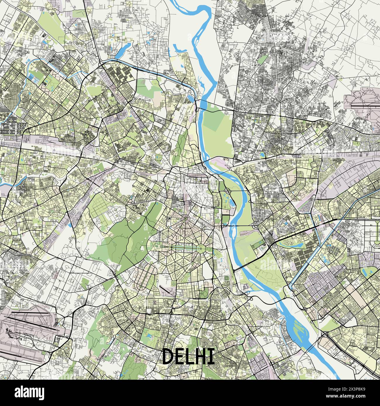 Delhi, India map poster art Stock Vector Image & Art Alamy