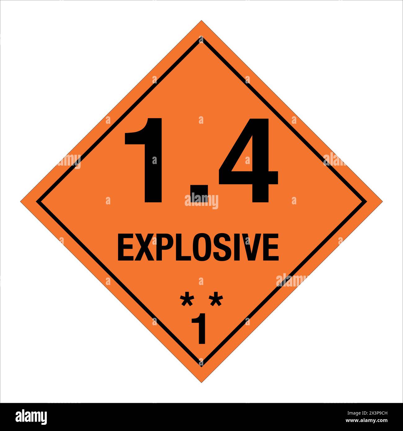 Class 1 Hazardous HAZMAT Material Label IATA Transportation Explosive 1