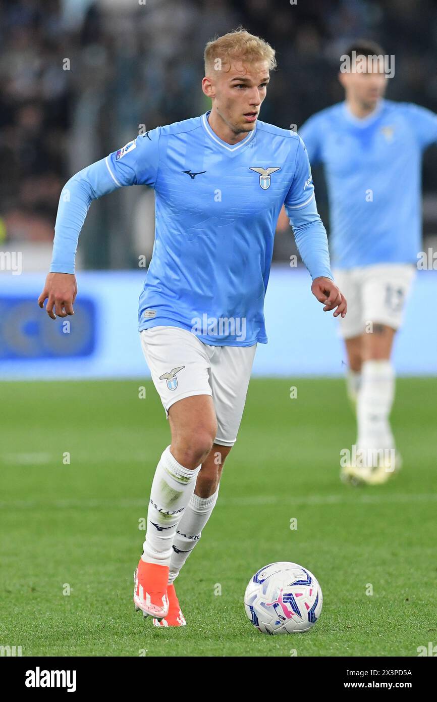 Gustv Isaksen of SS Lazio seen in action during the Serie A match between Lazio and Hellas Verona at Olympic stadium. Final score; Lazio 1:0 Verona. Stock Photo