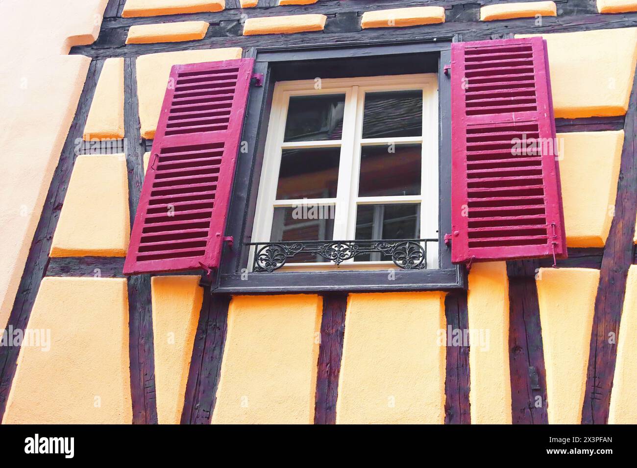 Window of old building. Old town. Architecture. Christmas time, Colmar, France Stock Photo