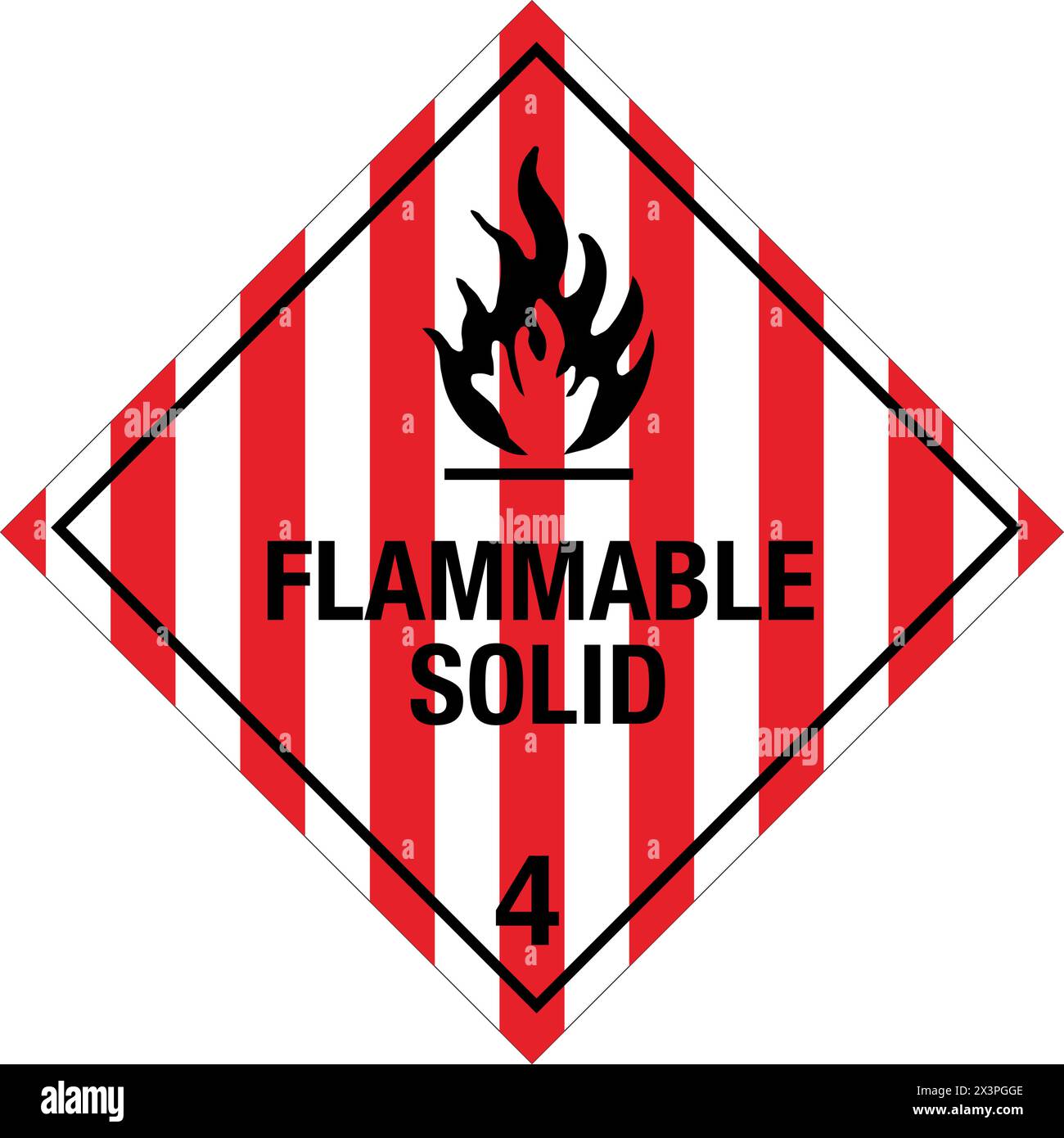 Class 4 Hazardous HAZMAT Material Label IATA Transportation Flammable Solid Stock Vector