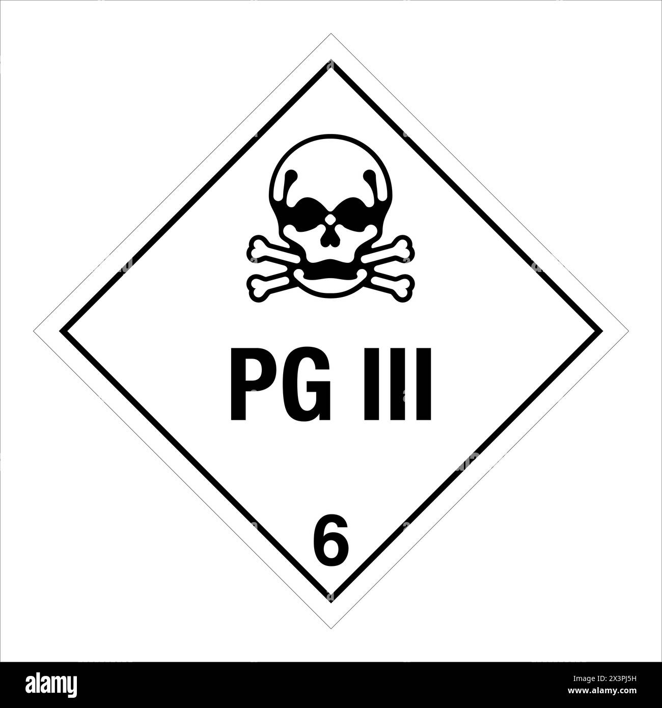 Class 6 Hazardous HAZMAT Material Label IATA Transportation Poison PG