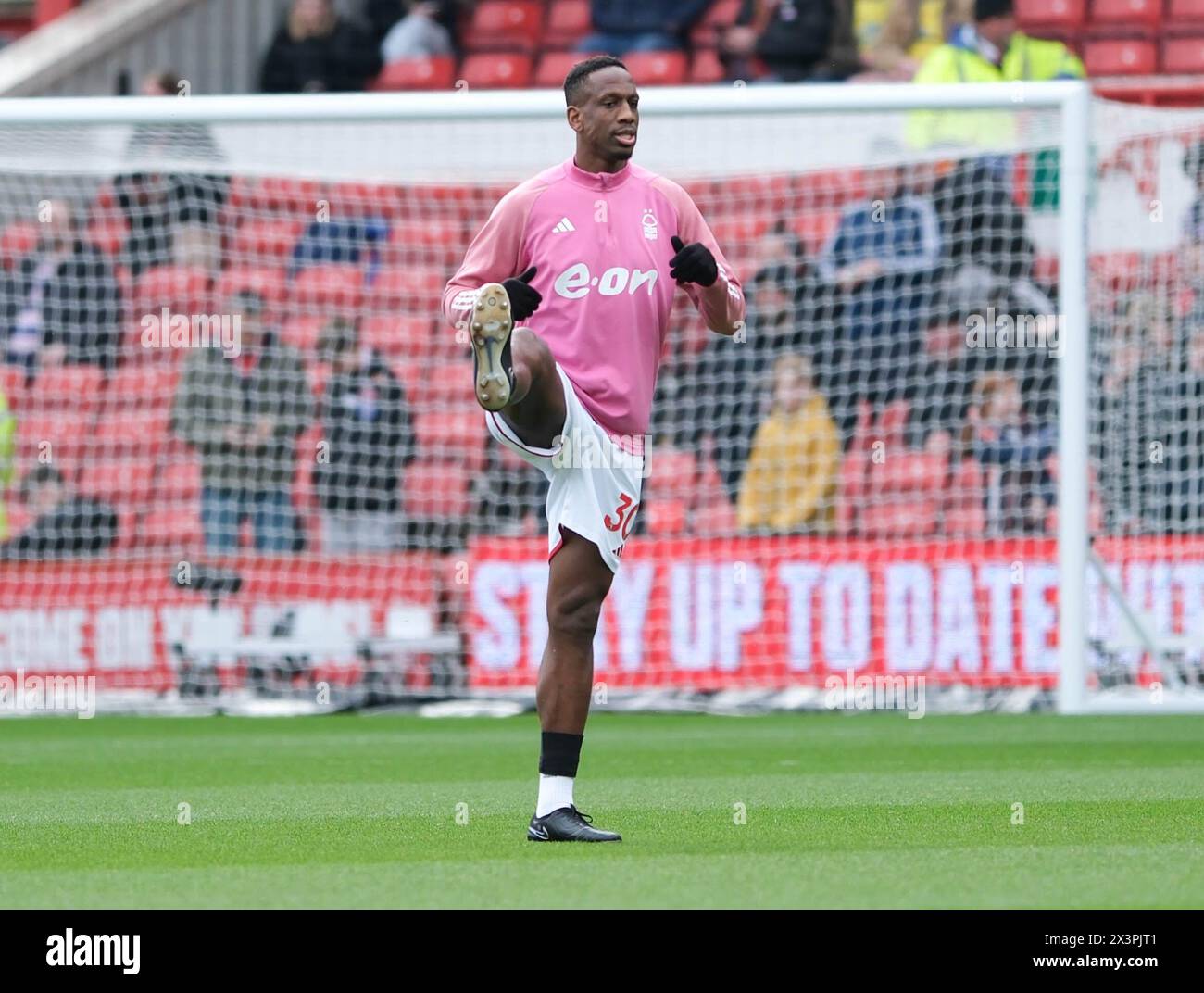 The City Ground, Nottingham, UK. 28th Apr, 2024. Premier League Football, Nottingham Forest versus Manchester City; Willy Boly of Nottingham Forest during the pre-match warm-up Credit: Action Plus Sports/Alamy Live News Stock Photo