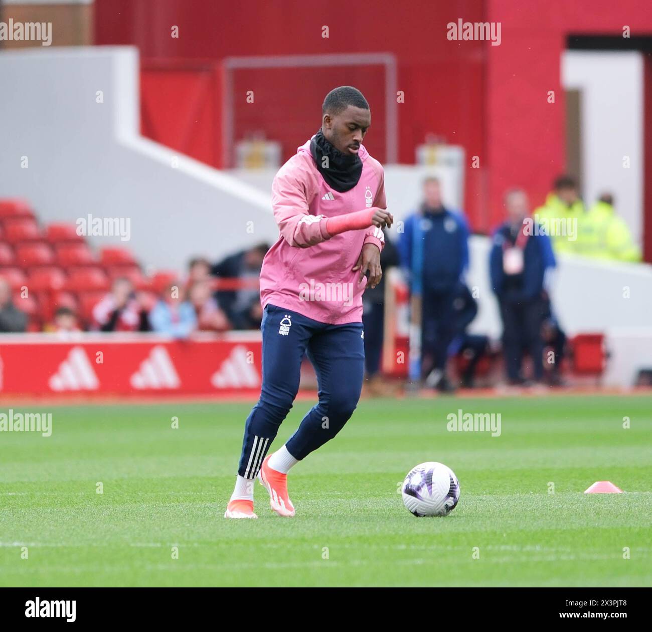 The City Ground, Nottingham, UK. 28th Apr, 2024. Premier League Football, Nottingham Forest versus Manchester City; Callum Hudson Odoi of Nottingham Forest during the pre-match warm-up Credit: Action Plus Sports/Alamy Live News Stock Photo
