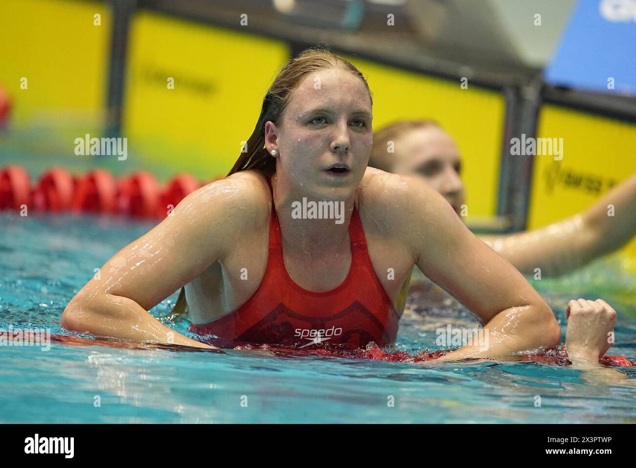 28 April 2024, Berlin: Swimming: German Championships, Decisions: Isabel Gose 800m freestyle Photo: Michael Kappeler/dpa Stock Photo