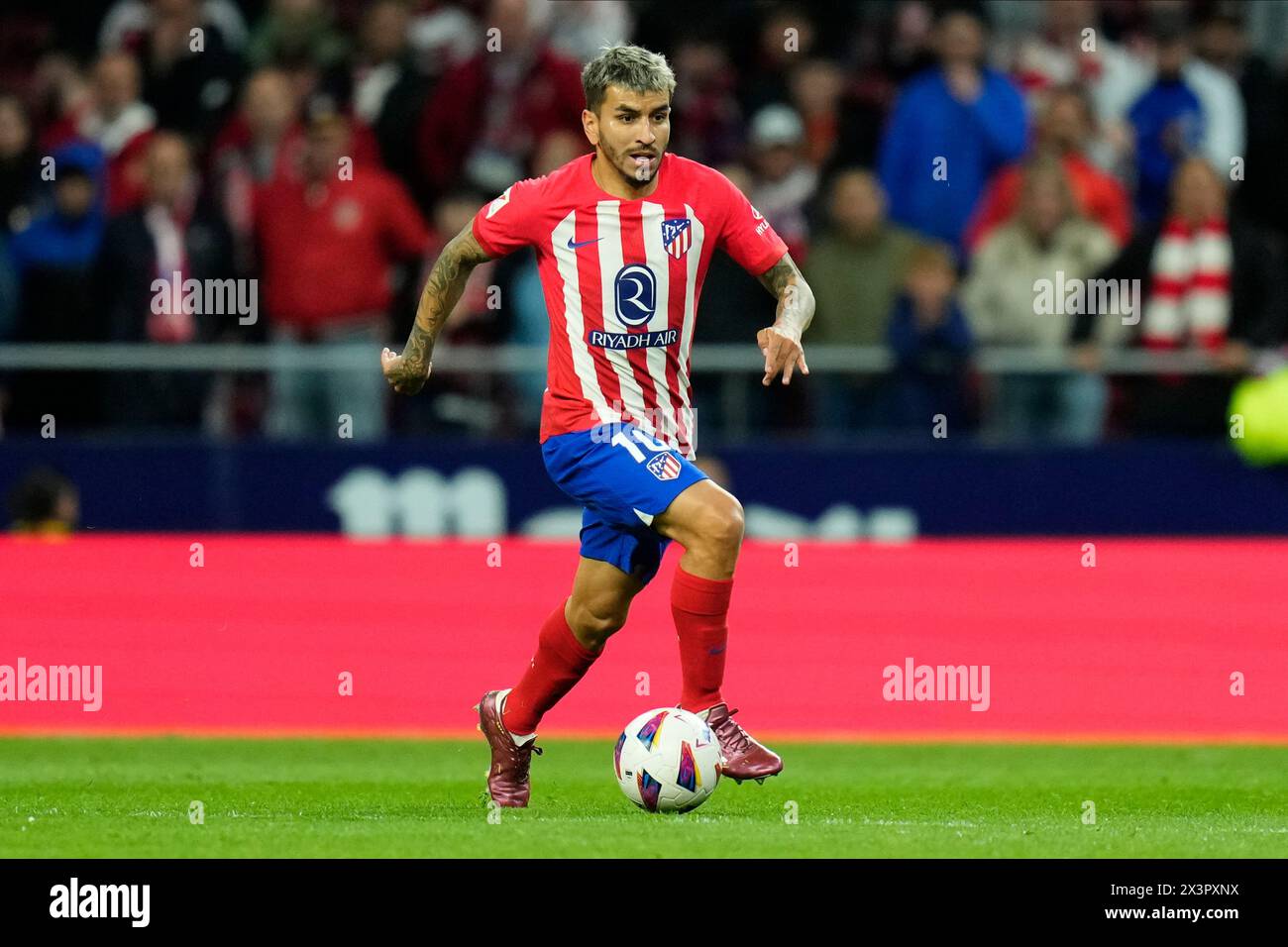 Madrid, Spain. 27th Apr, 2024. Angel Correa of Atletico de Madrid during the La Liga match between Atletico de Madrid and Athletic Club played at Civitas Metropolitano Stadium on April 27 in Madrid, Spain. (Photo by Cesar Cebolla/PRESSINPHOTO) Credit: PRESSINPHOTO SPORTS AGENCY/Alamy Live News Stock Photo