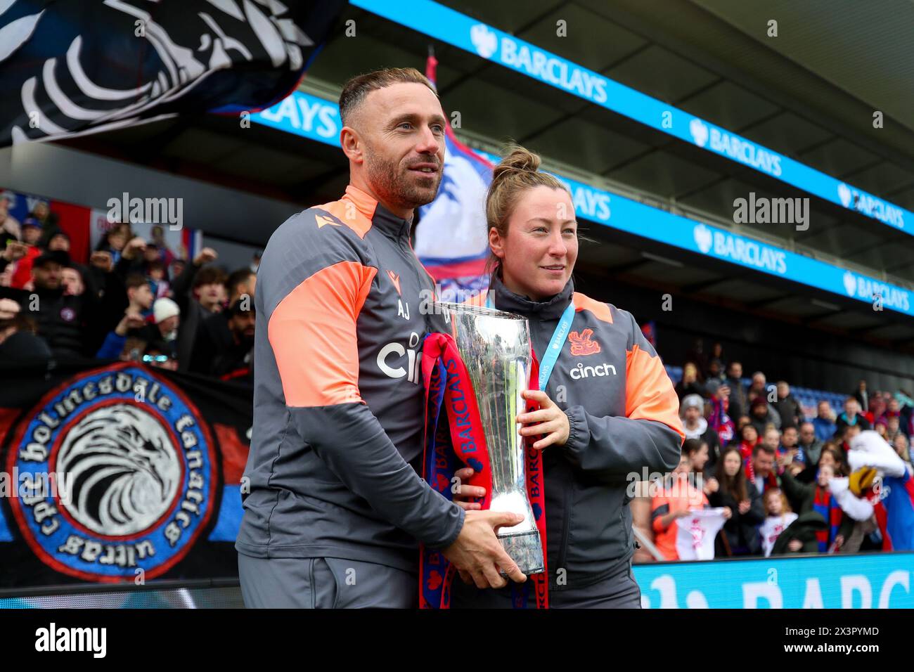 Crystal Palace Manager Laura Kaminski (right) and assistant coach Adam ...