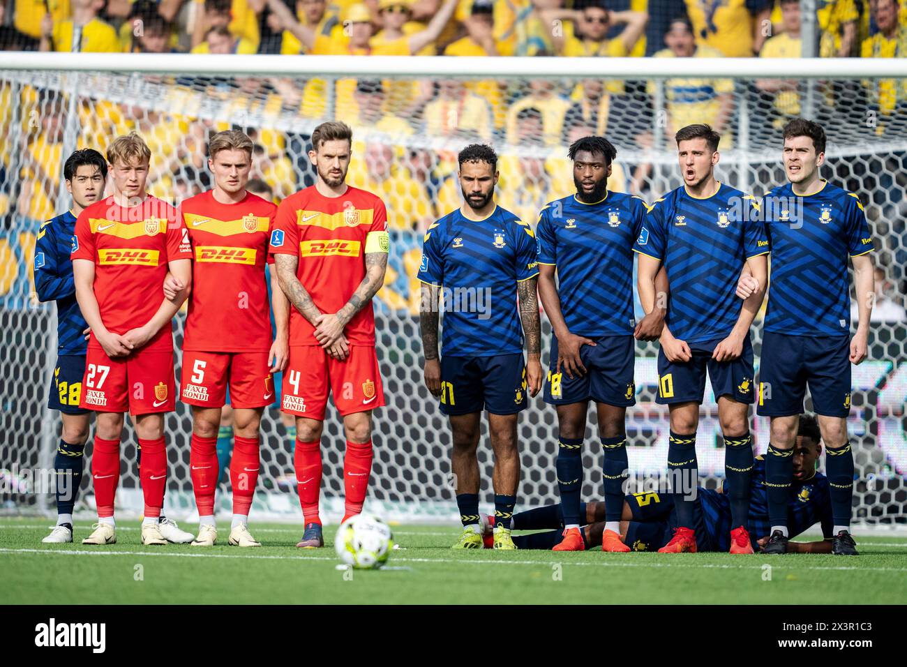 Denmark. 28th Apr, 2024. FC Nordsjaelland and Broendby's players during ...