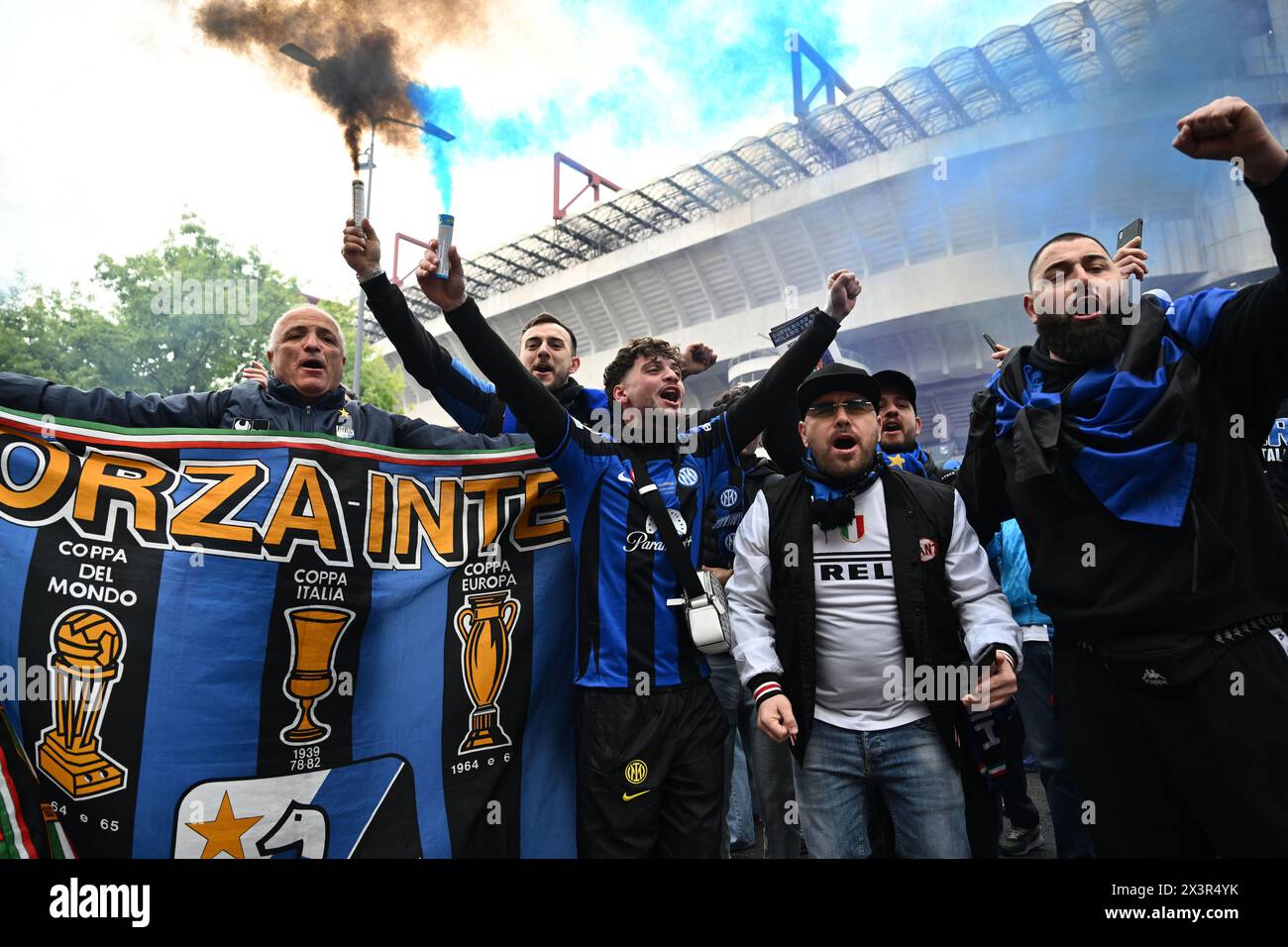 Supporters (Inter) during the Italian Serie A match between nter 2-0 Torino at Giuseppe Meazza Stadium on April 28, 2024 in Milano, Italy. Credit: Maurizio Borsari/AFLO/Alamy Live News Stock Photo