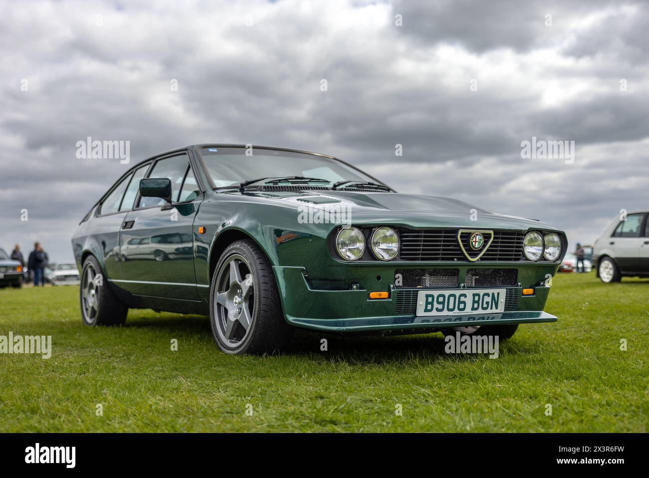 1985 Alfa Romeo Alfetta  GTV6 2.5, on display at the April Scramble held at the Bicester Heritage Centre on the 21st April 2024. Stock Photo