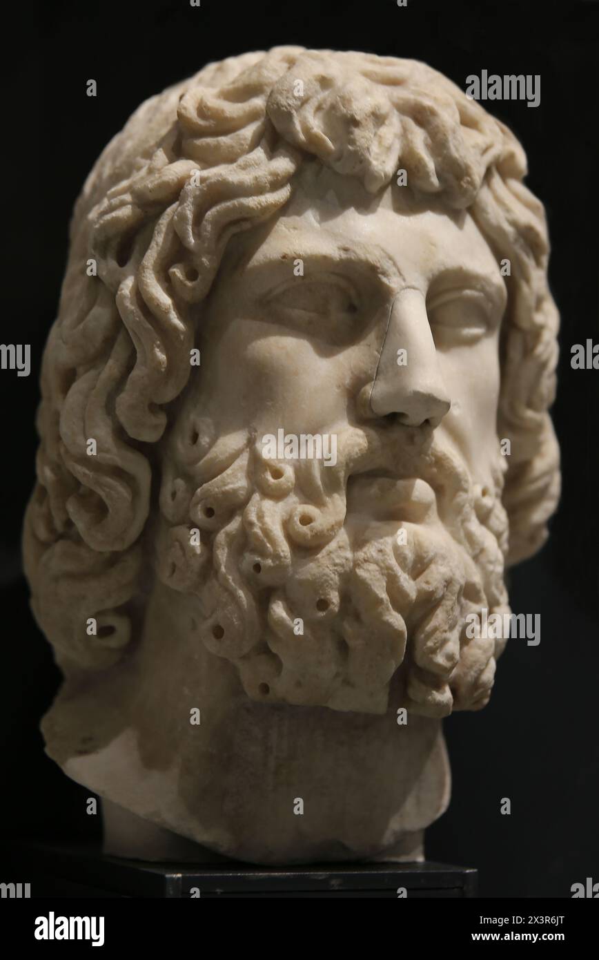 Zeus-Serapis. 1st-2nd century AD. White marble. Musei Reali. Archaelogical Museum. Turin. Stock Photo
