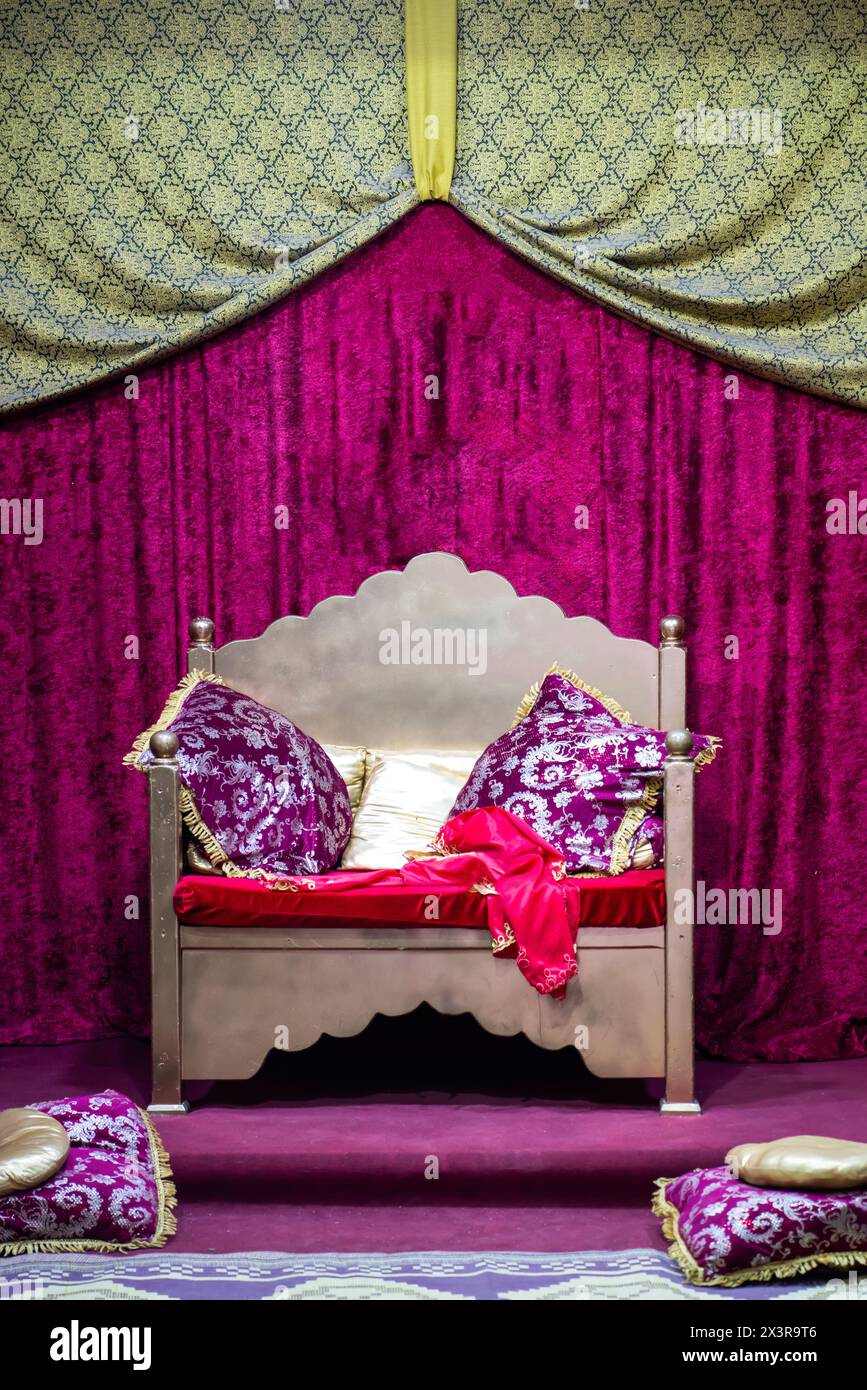 The throne on which the Ottoman sultans sat in a tent. Stock Photo