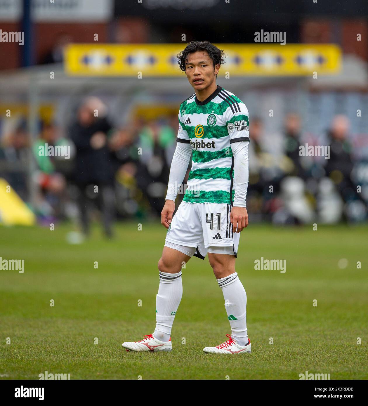 Dens Park, Dundee, UK. 28th Apr, 2024. Scottish Premiership Football, Dundee versus Celtic; Reo Hatate of Celtic Credit: Action Plus Sports/Alamy Live News Stock Photo