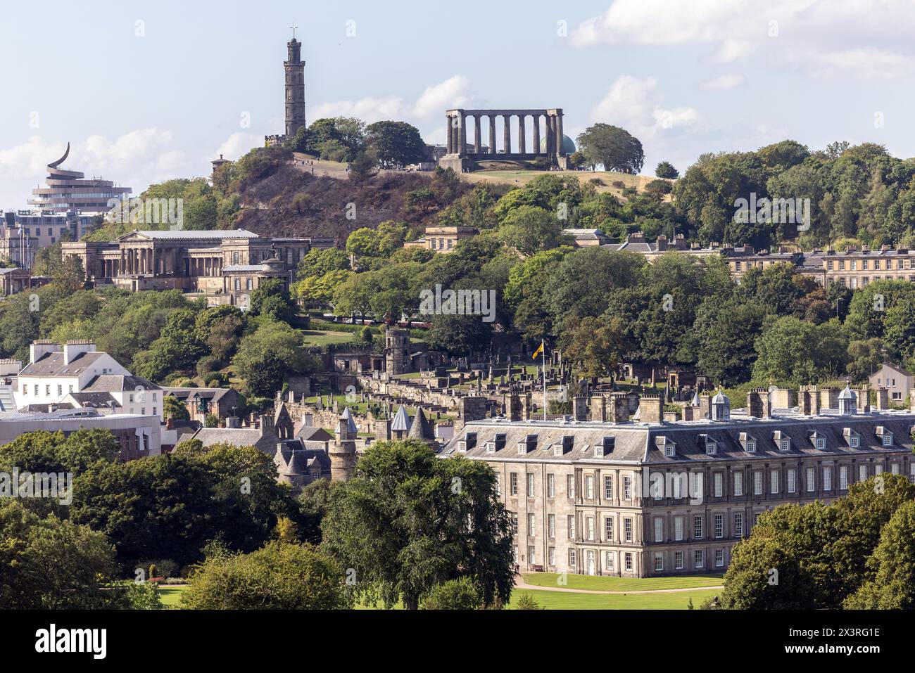 Edinburgh, with the Palace of Holyrood. in the foreground and Calton Hill beyond Stock Photo