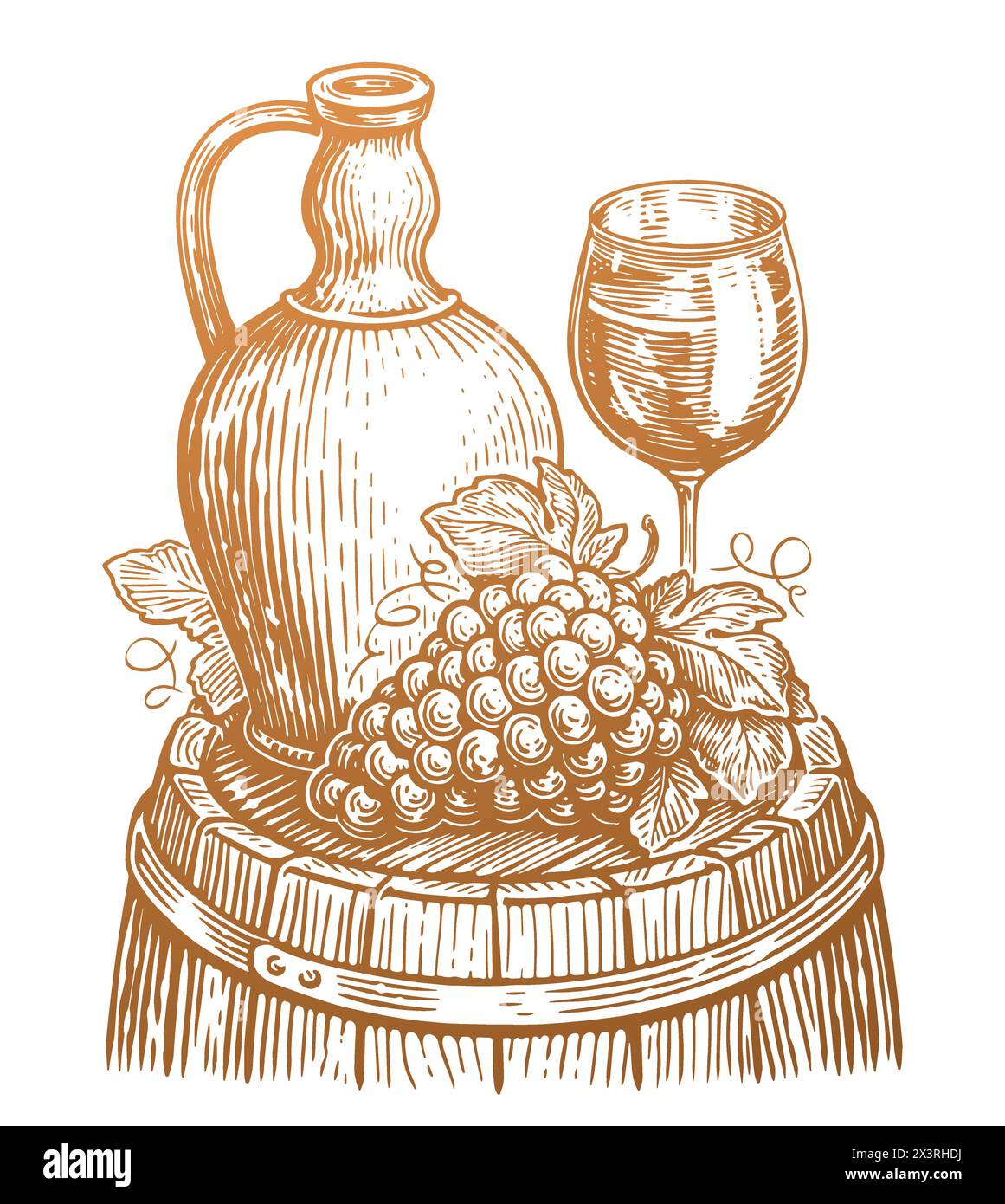 Wine drink concept. Hand drawn vintage vector illustration. Winery, vineyard sketch Stock Vector