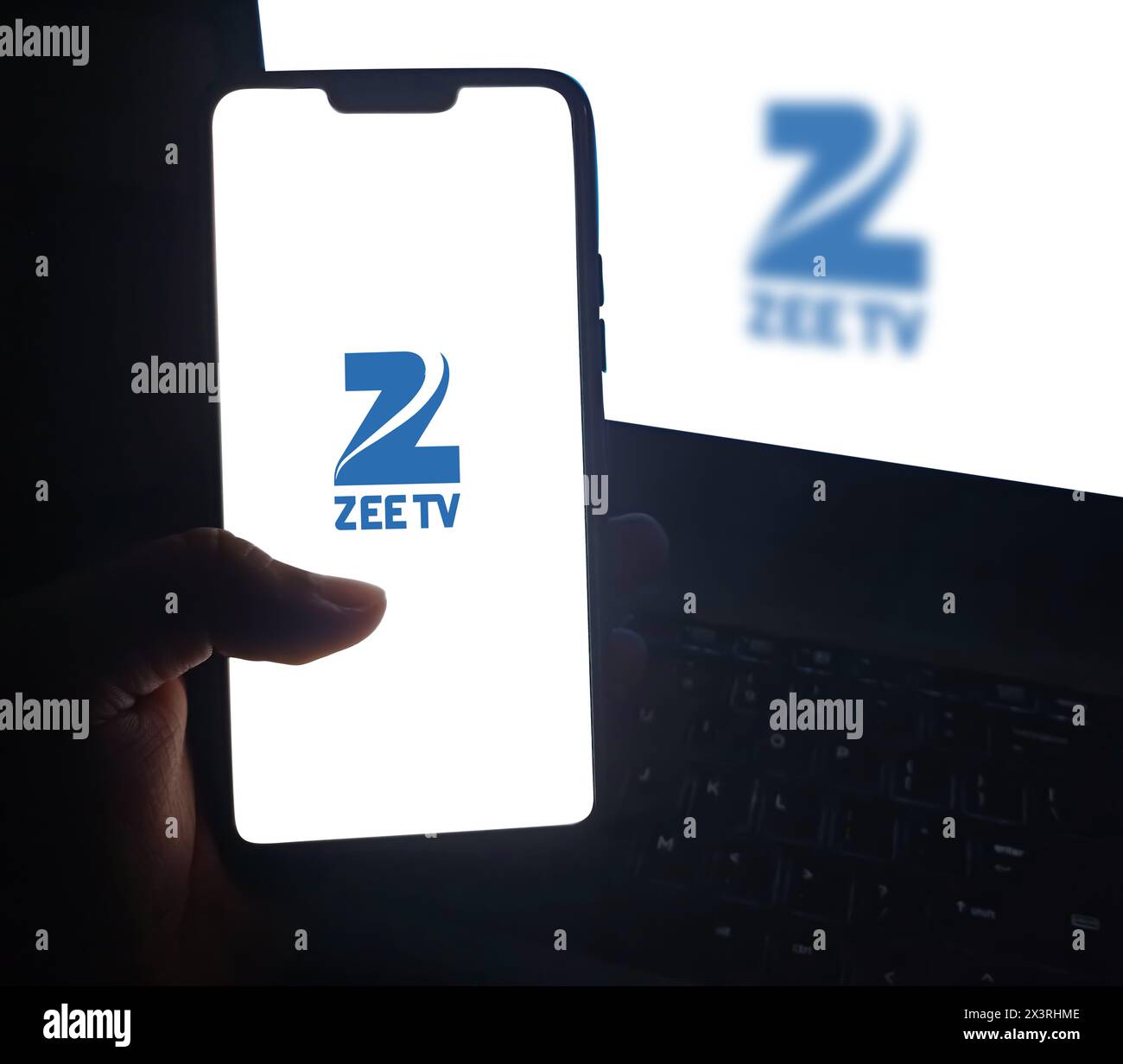 Zee Entertainment is a streaming platform of india, mobile application opened editorial background Stock Photo