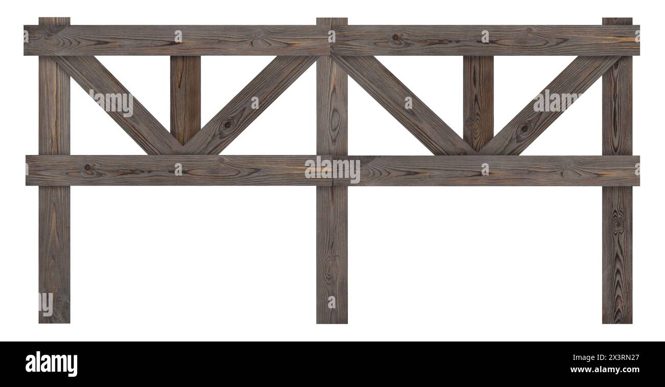 Fence made of wooden planks isolated on white Stock Photo - Alamy