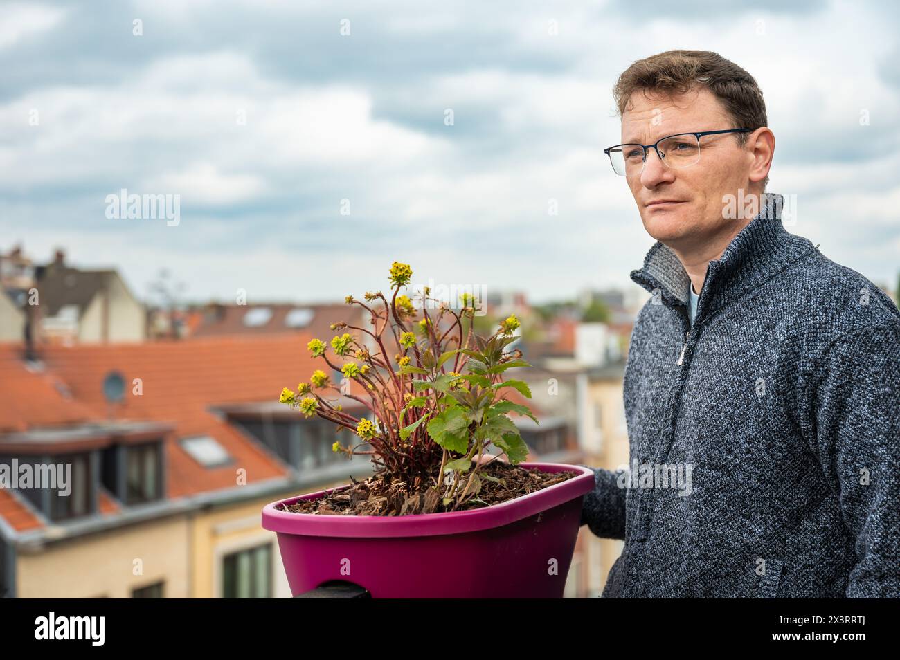 Portrait of a  45 yo business man outdoors, Brussels, Belgium. Model released. Stock Photo
