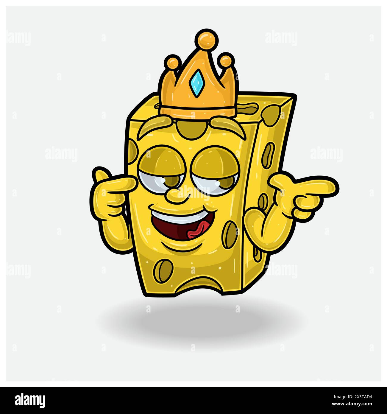 Cheese Mascot Character Cartoon With Smug expression. Vector Illustrations Stock Vector