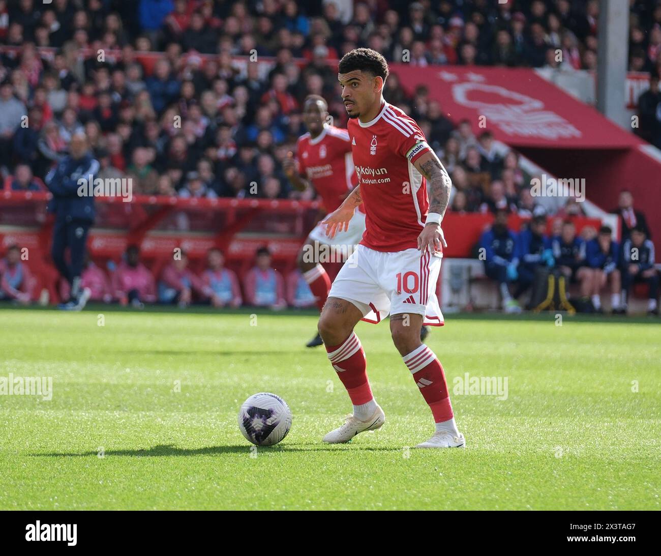 The City Ground, Nottingham, UK. 28th Apr, 2024. Premier League Football, Nottingham Forest versus Manchester City; Morgan Gibbs-White of Nottingham Forest on the ball Credit: Action Plus Sports/Alamy Live News Stock Photo