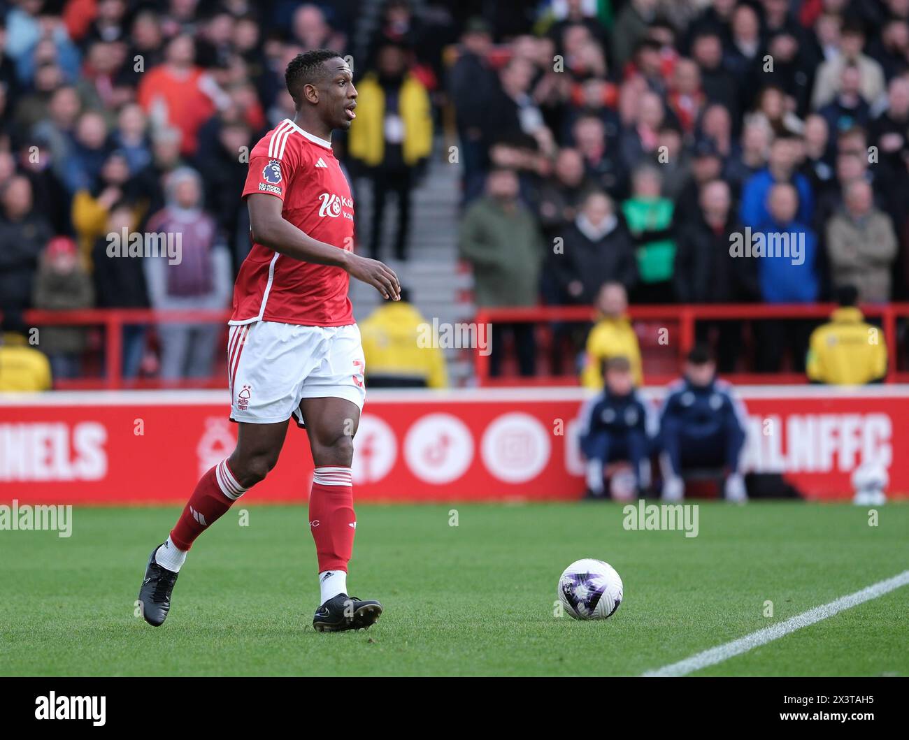 The City Ground, Nottingham, UK. 28th Apr, 2024. Premier League Football, Nottingham Forest versus Manchester City; Willy Boly of Nottingham Forest runs with the ball Credit: Action Plus Sports/Alamy Live News Stock Photo