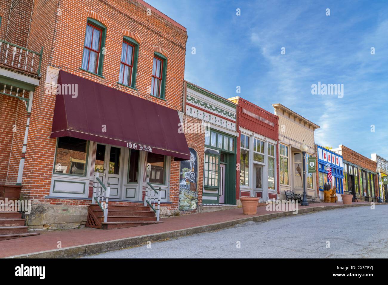 Blackwater, MO, USA - April 22, 2024: Street view of the historic town of Blackwater, Missouri. Stock Photo