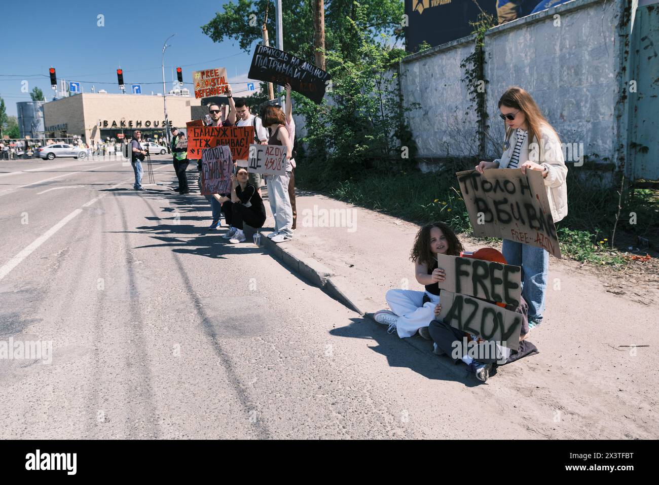 Kyiv, Ukraine - 28 April, 2024. Ukrainian protestors babies proudly ...