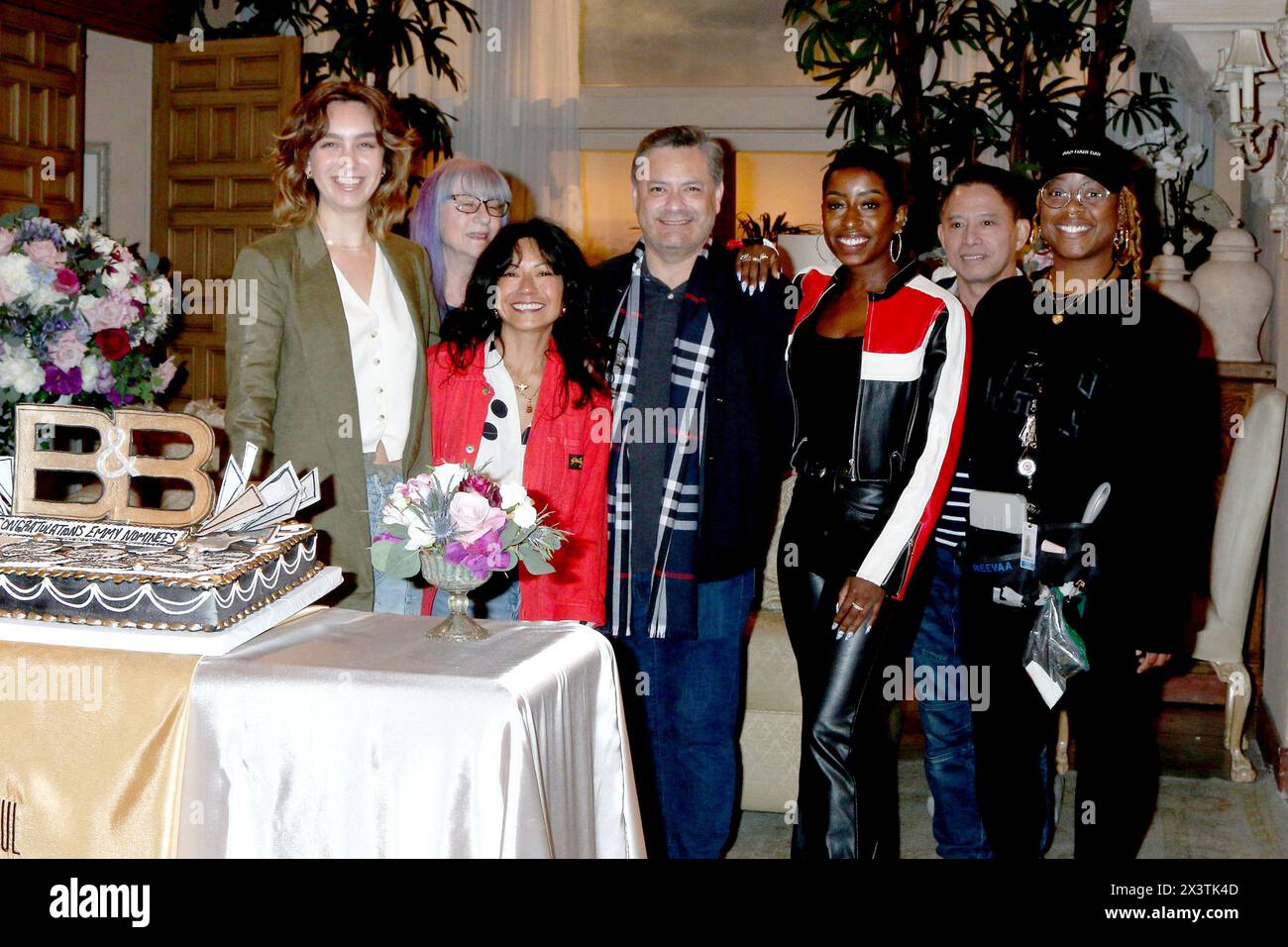 April 25, 2024, Los Angeles, Ca, USA: LOS ANGELES - APR 26: Jeresa Featherstone- 4th from left, Outstanding Costume Design-Styling Crew at the on set Celebration of The Bold and the Beautiful 2024 Emmy Nominations at the Bold and Beutiful Set at Television City on April 26, 2024 in Los Angeles, CA (Credit Image: © Kay Blake/ZUMA Press Wire) EDITORIAL USAGE ONLY! Not for Commercial USAGE! Stock Photo