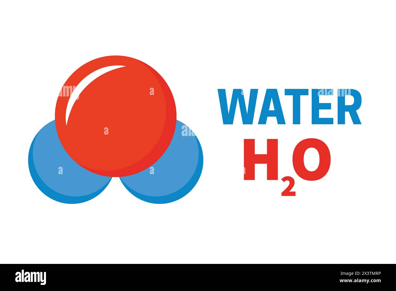 Water Molecule H2O Atomic Chemical Structure Illustration Stock Vector