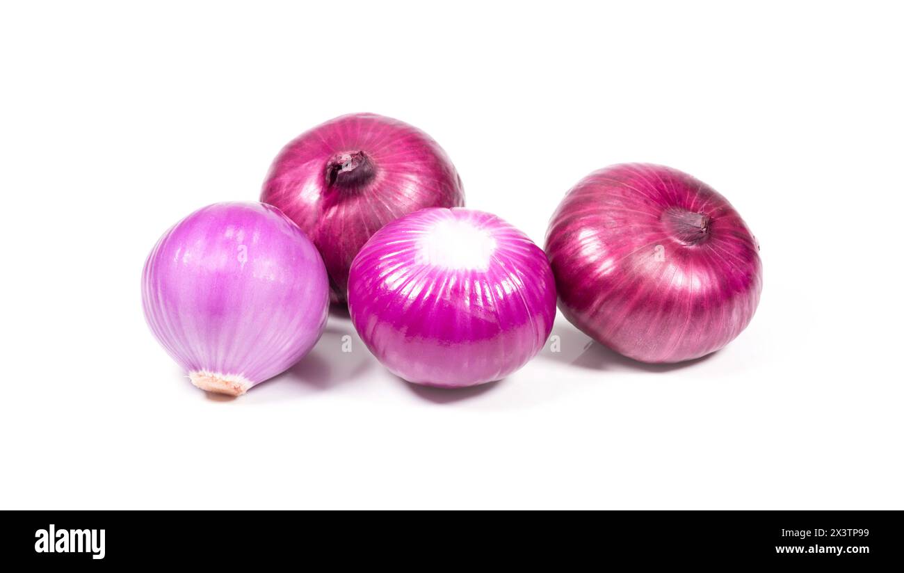 Red whole onion isolated on white background Stock Photo