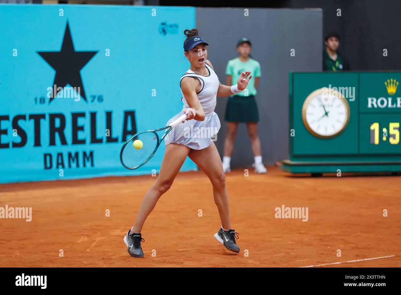 Madrid, Spain. 28th Apr, 2024. Jaqueline Cristian (ROU) Tennis : Jaqueline Cristian during singles round of 32 match against Danielle Collins on the WTA 1000 tournaments Mutua Madrid Open tennis tournament at the Caja Magica in Madrid, Spain . Credit: Mutsu Kawamori/AFLO/Alamy Live News Stock Photo