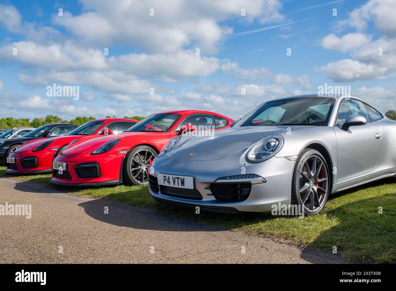 Porsche Cars at Bicester Heritage Centre Sunday Scramble. Bicester, Oxfordshire, England Stock Photo