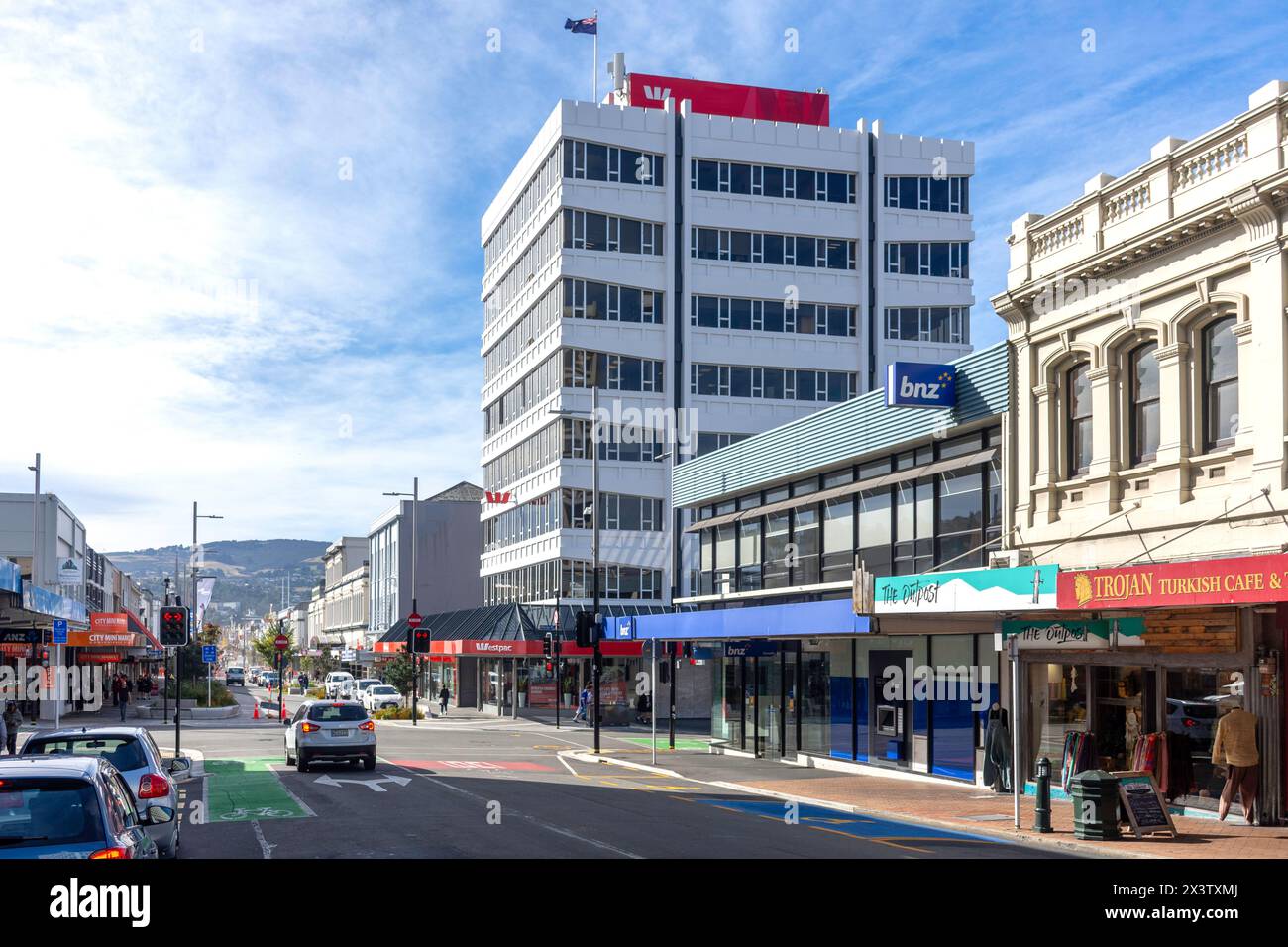 City centre, George Street, Dunedin Central, Dunedin (Ōtepoti), Otago, New Zealand Stock Photo