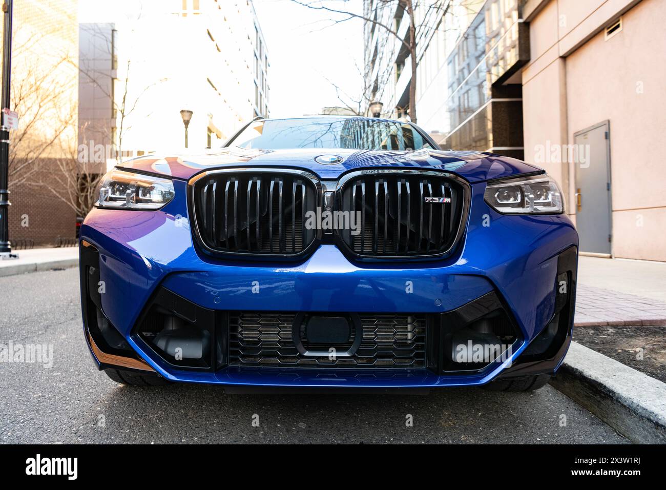New York City, USA - March 25, 2024: BMW X3 M vibrant blue color car ...