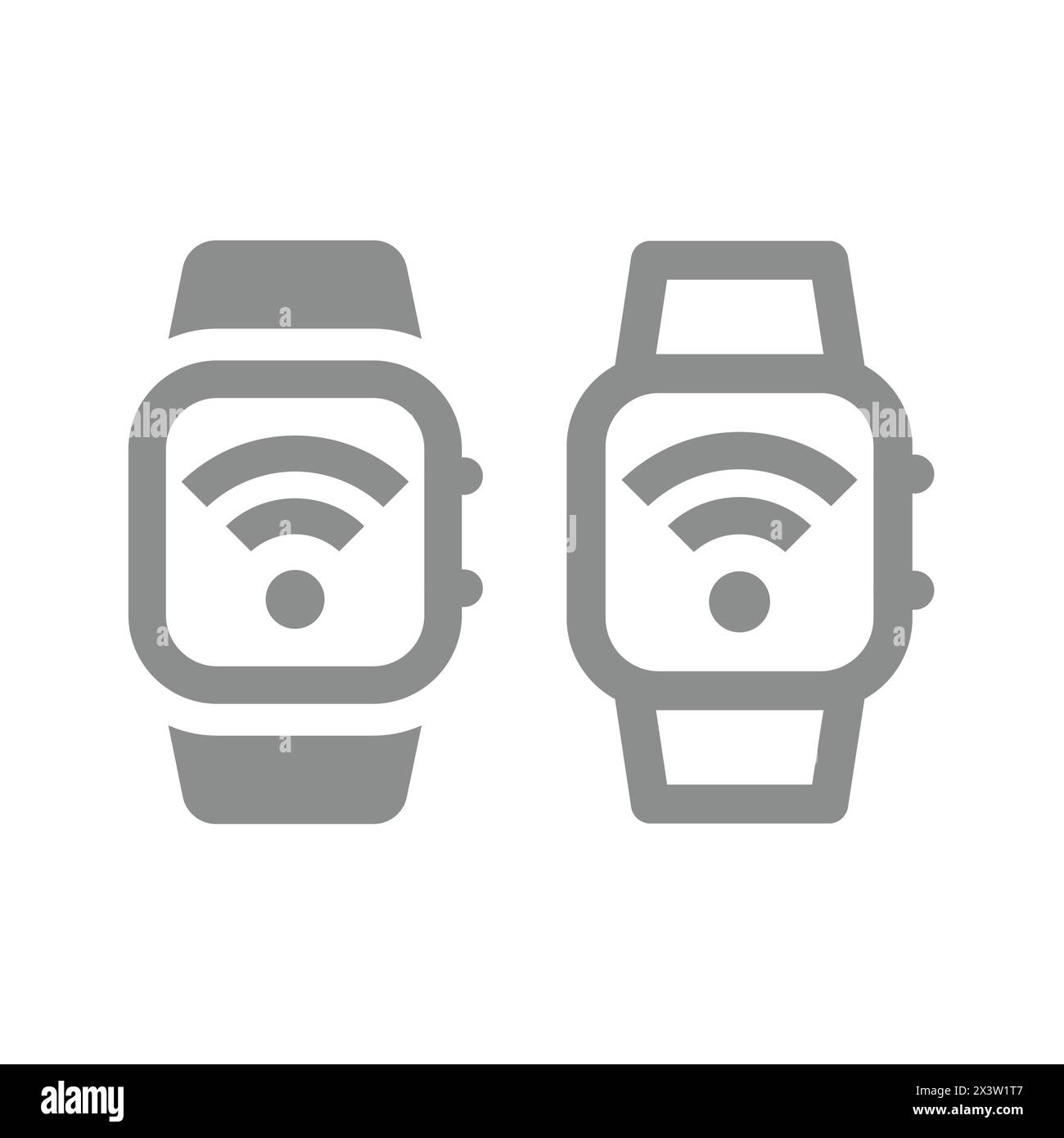 Smartwatch with wi fi sign vector. Smart watch and wifi icon. Stock Vector