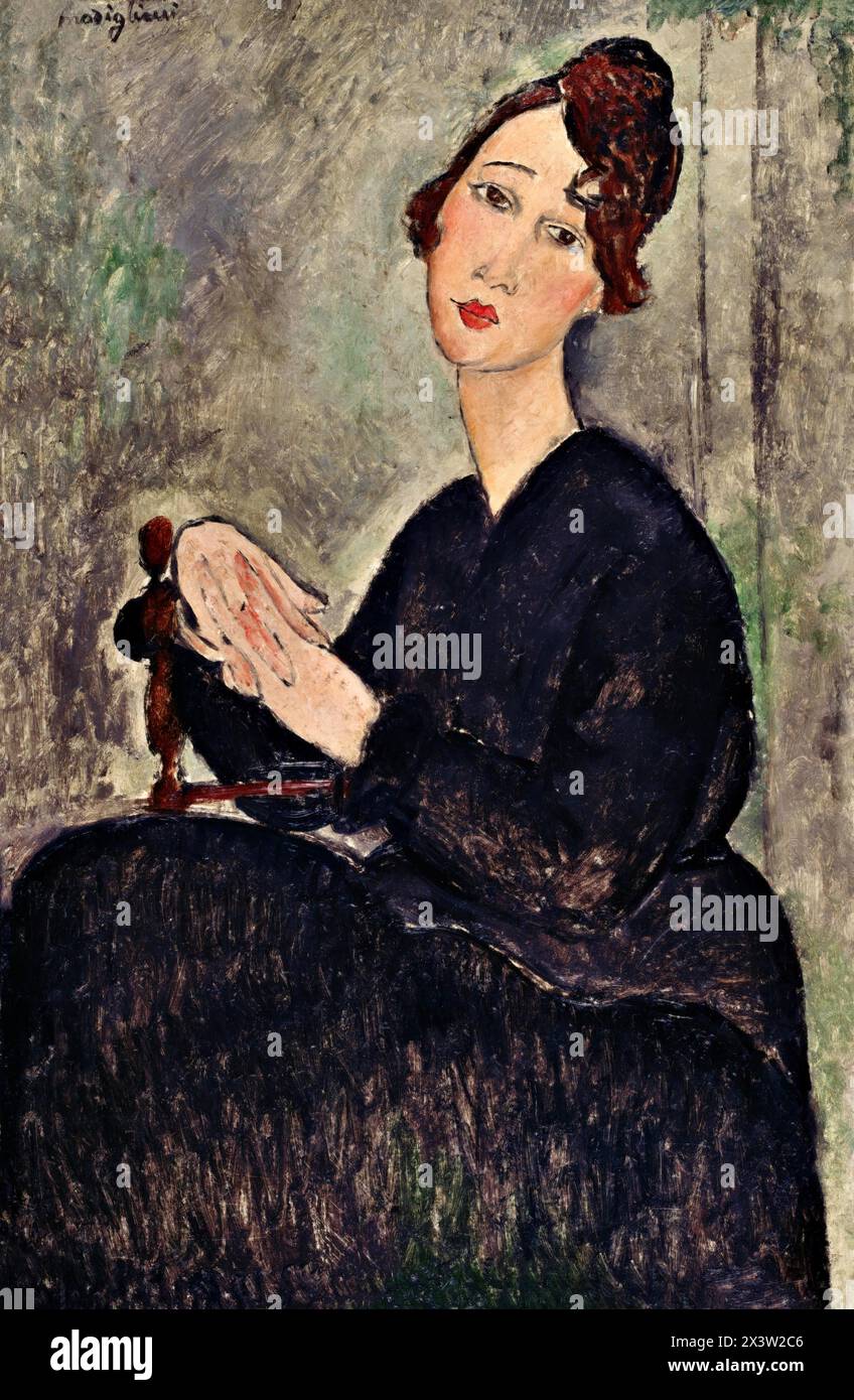 Portrait of Dedie (Odette Hayden), 1918 (Painting) by Artist Modigliani, Amedeo (1884-1920) Italian. Stock Vector