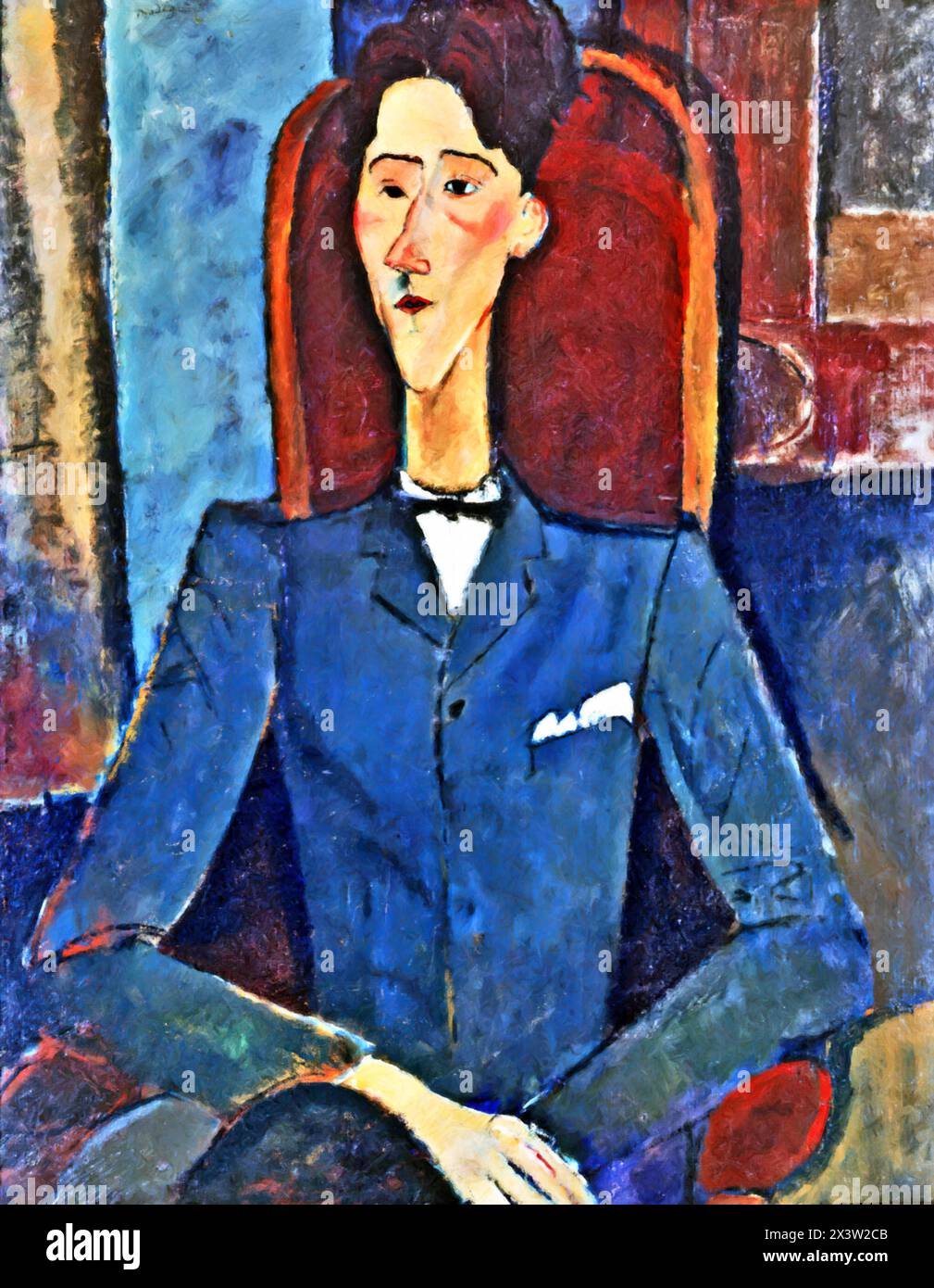 Jean Cocteau, 1916-17 (Painting) by Artist Modigliani, Amedeo (1884-1920) Italian. Stock Vector
