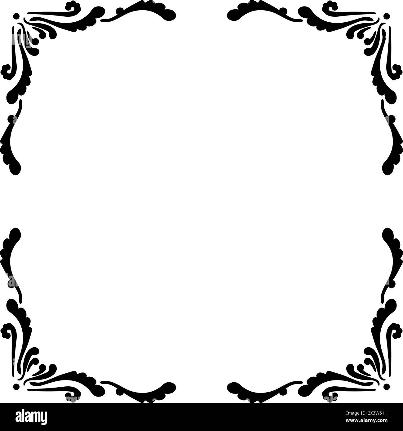 Filigree ornate decorations for corners in square format Stock Vector